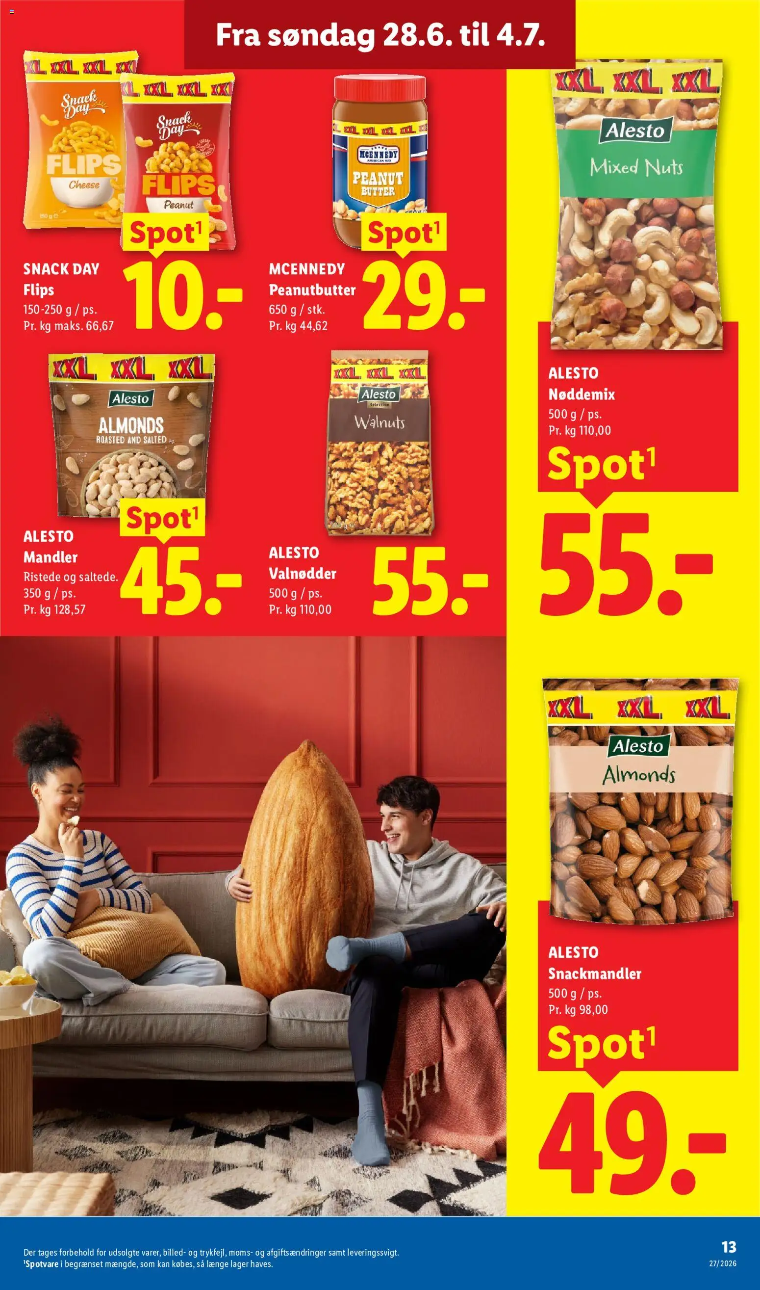 Lidl tilbudsavis – gyldig fra 28/06/2026 | Side: 13 | Produkter: Valnødder, Chips, Mandler, Søm