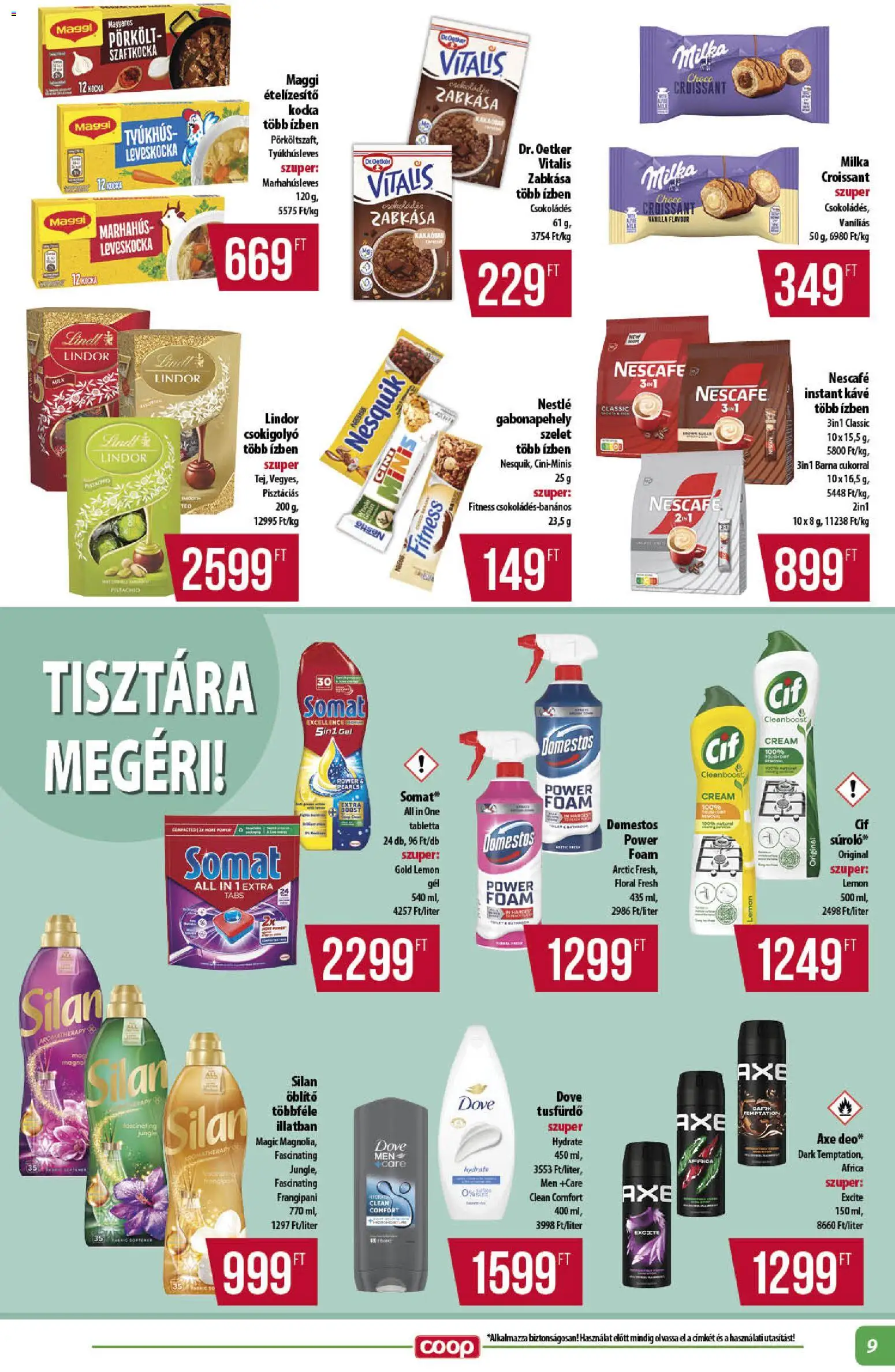 COOP akciós ujság - amely érvényes a következő dátumtól: 2026.09.17. | Oldal: 9 | Termékek: Zabkása, Maggi, Instant kávé, Gél