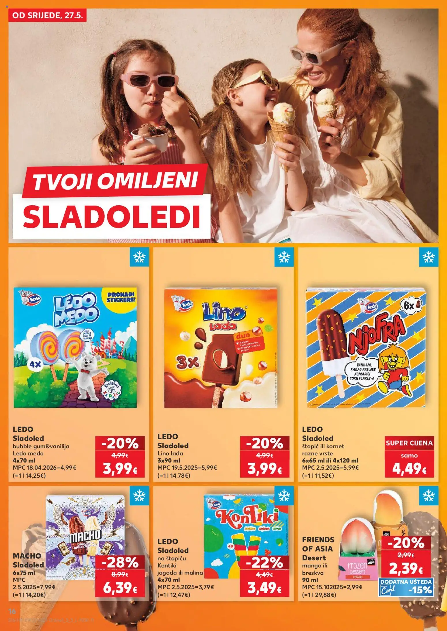Kaufland katalog | vrijedi od 27.05.2026 | Stranica: 16 | Proizvodi: Lino Lada, Sladoled, Kakao, Kornet