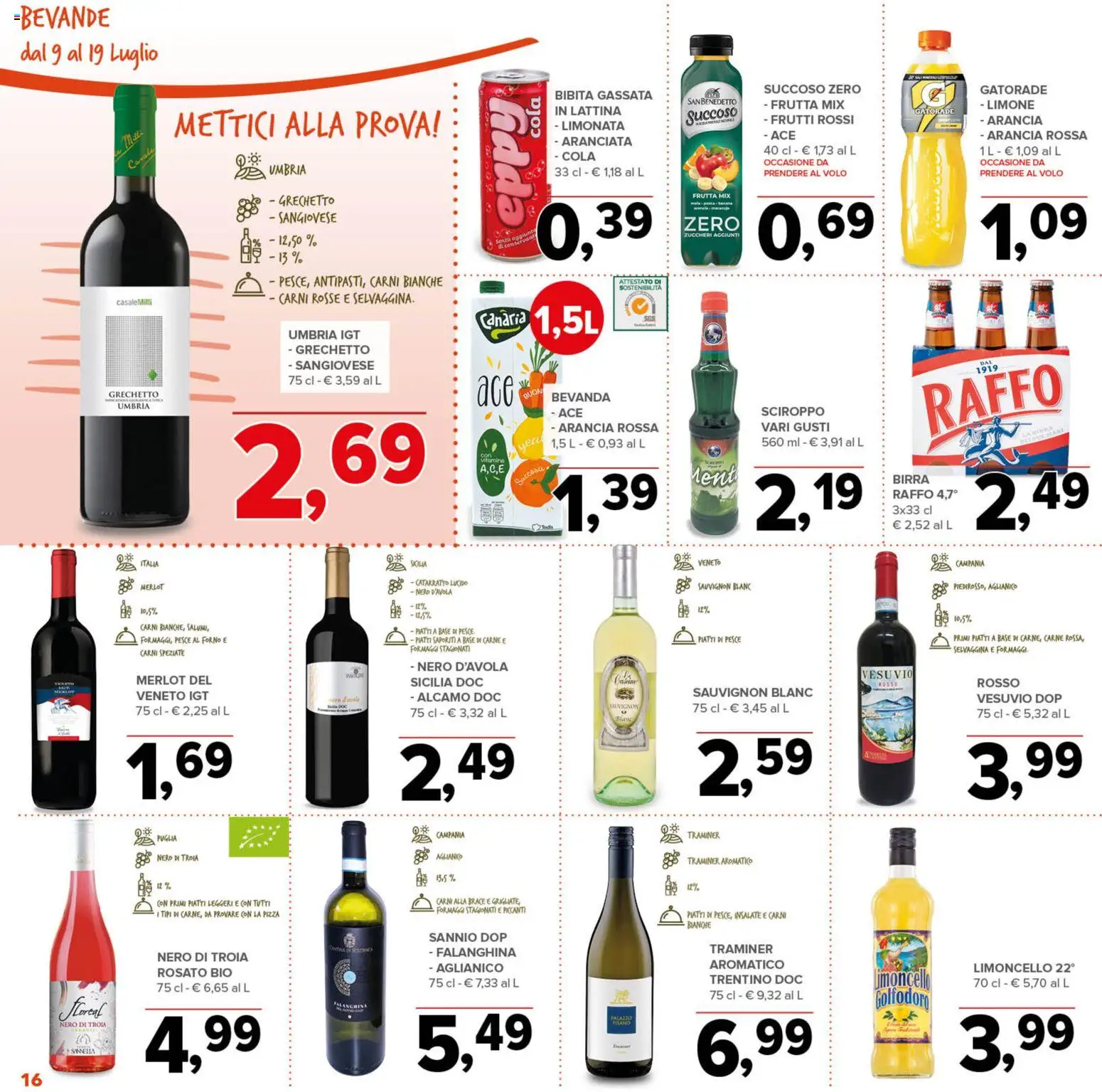 Volantino Todis del 09/07/2026 | Pagina: 16 | Prodotti: Birra, Limonata, Frutta, Limone