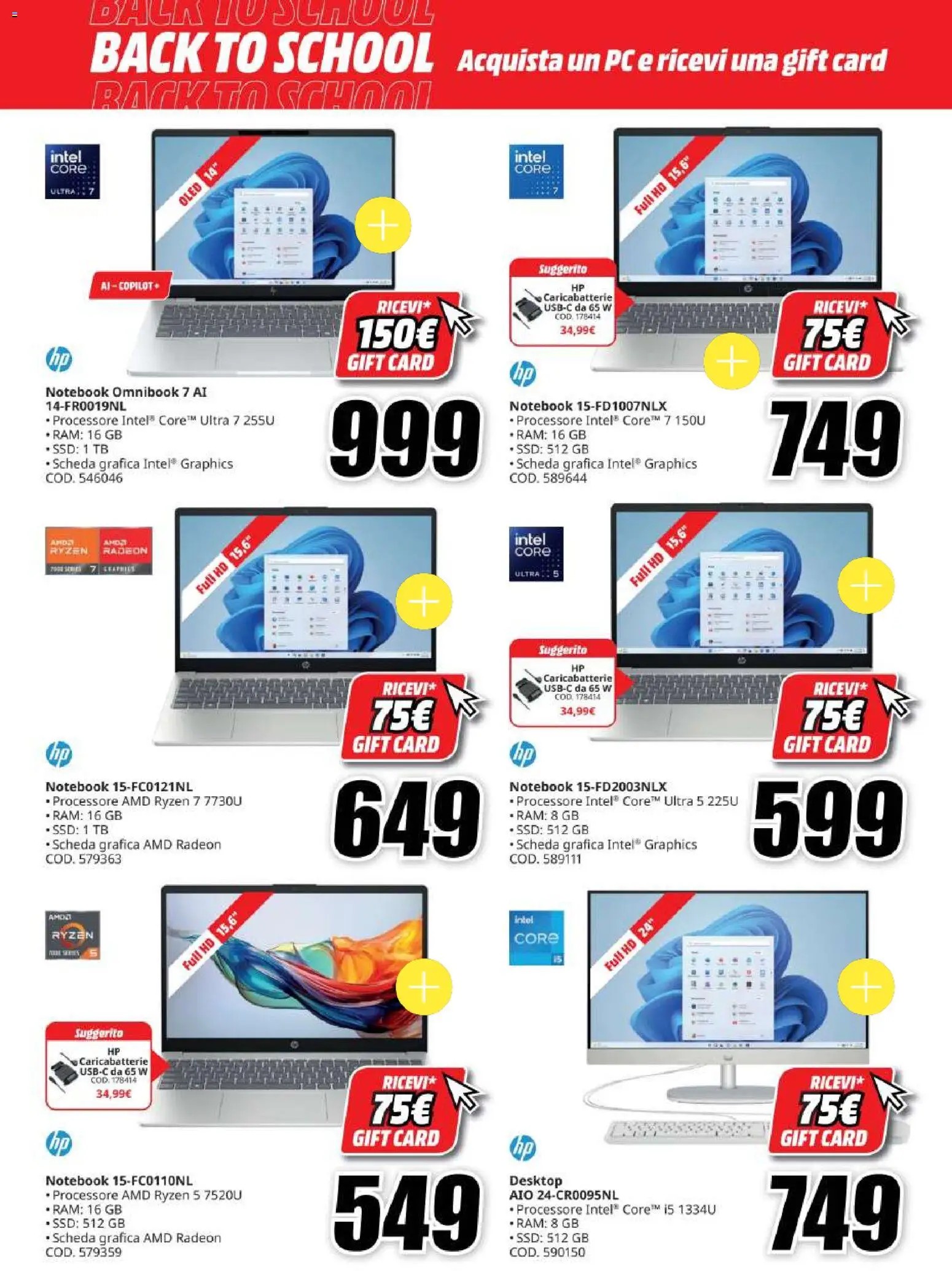 Volantino Media World del 20/08/2026 | Pagina: 6 | Prodotti: Notebook, PC, Caricabatterie