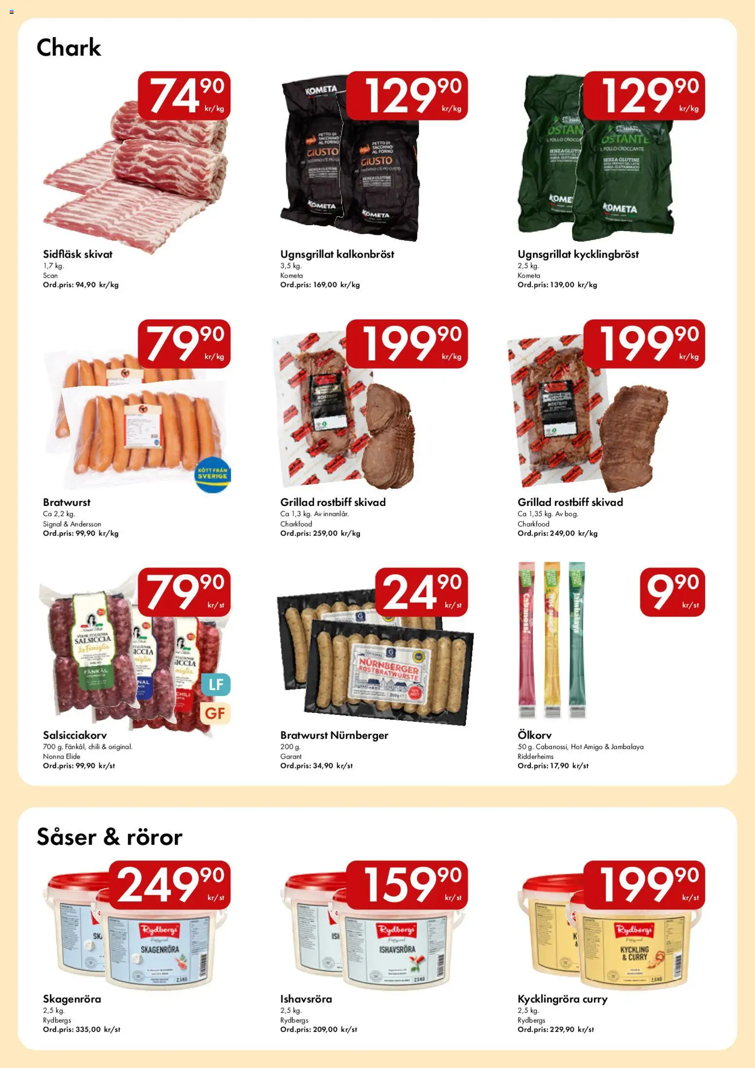 Snabbgross reklamblad aktuell från 07/09/2026 | Sida: 4 | Produkter: Bratwurst, Rostbiff, Kalkonbröst, Såser