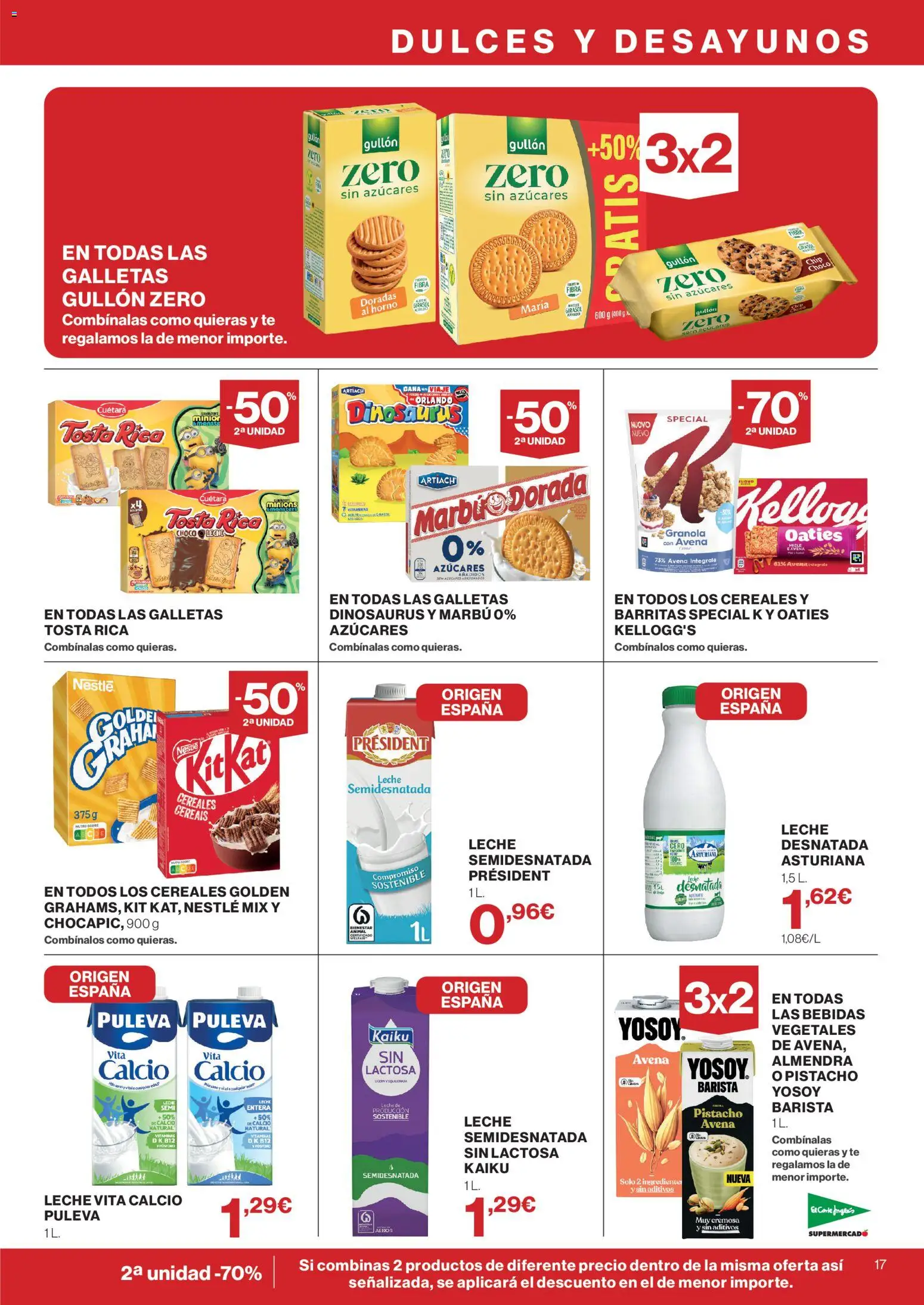 El Corte Inglés ofertas │ válido desde el 28/10/2026 | Página: 17 | Productos: Leche, Cereales, Dulces, Bebidas