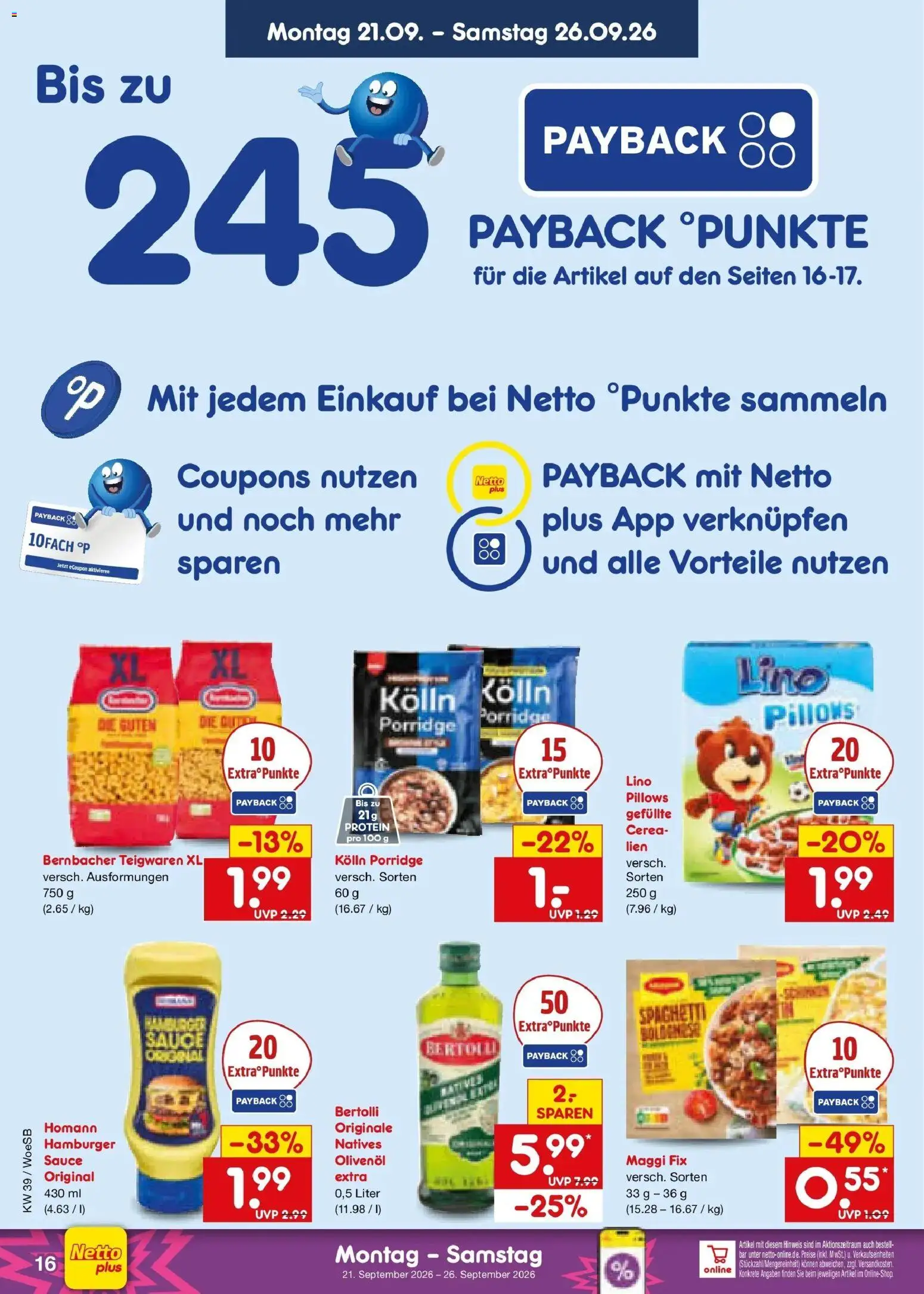 Netto Marken-Discount Prospekt Gemmingen – gültig ab 21.09.2026 | Seite: 24 | Produkte: Kolln, Spaghetti, Olivenol, Maggi fix