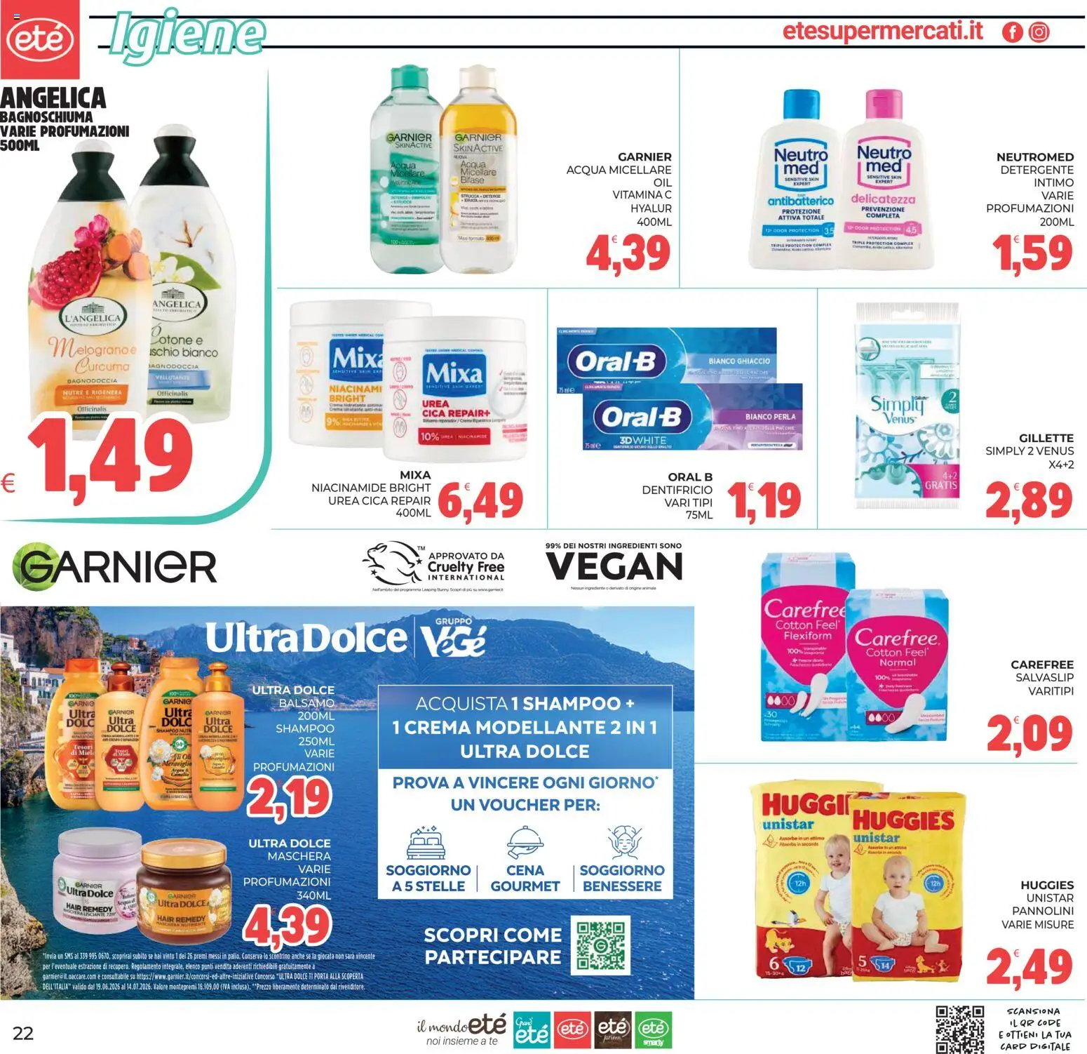Volantino Eté del 03/07/2026 | Pagina: 22 | Prodotti: Maschera, Bagnoschiuma, Dentifricio, Intimo