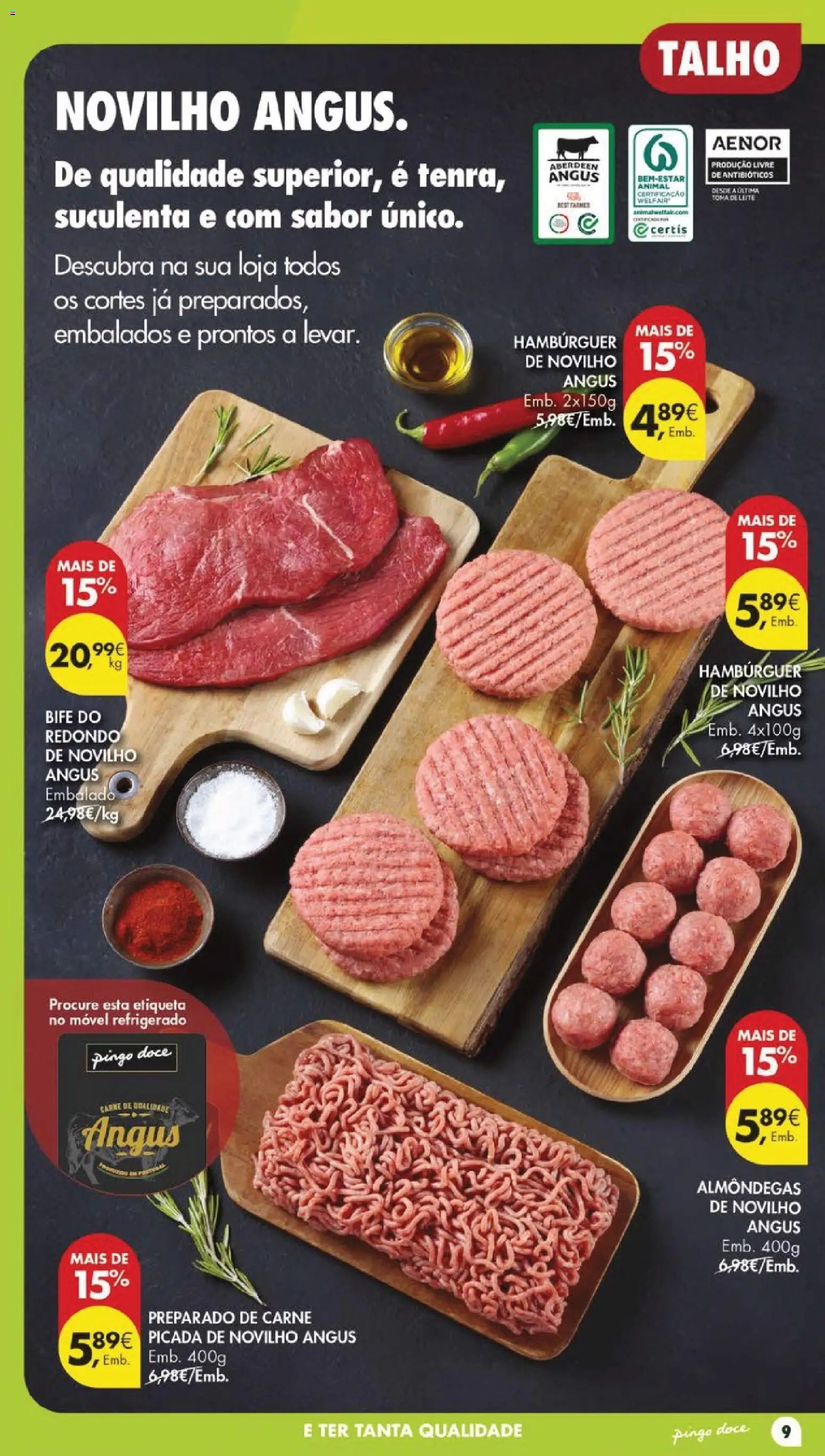 Pingo Doce folheto │ válido de 11/08/2026 | Página: 11 | Produtos: Hambúrguer, Leite, Carne, Bife