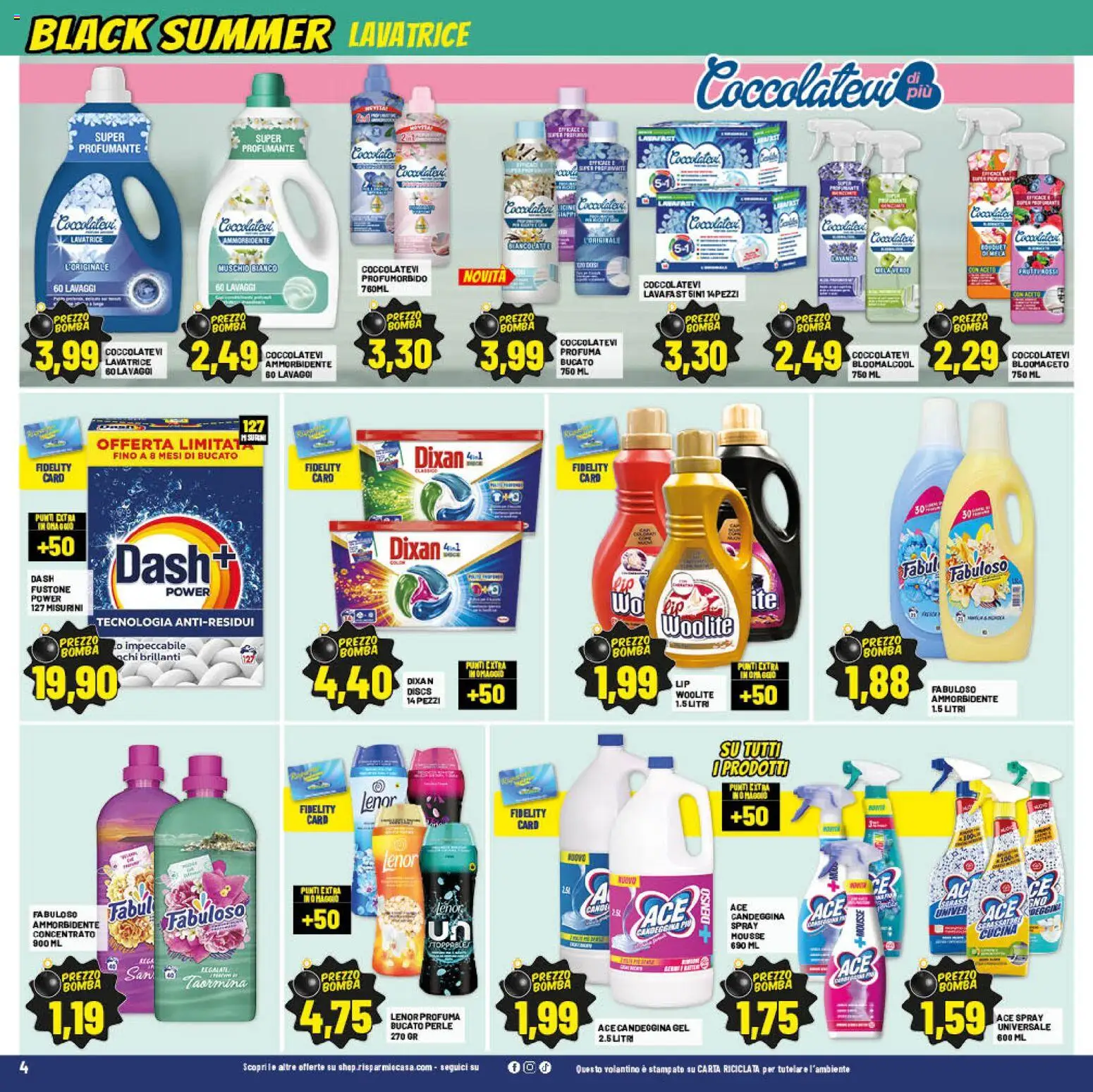 Volantino RisparmioCasa del 17.06.2026 | Pagina: 4 | Prodotti: Ammorbidente, Candeggina, Lavatrice, Lavanda