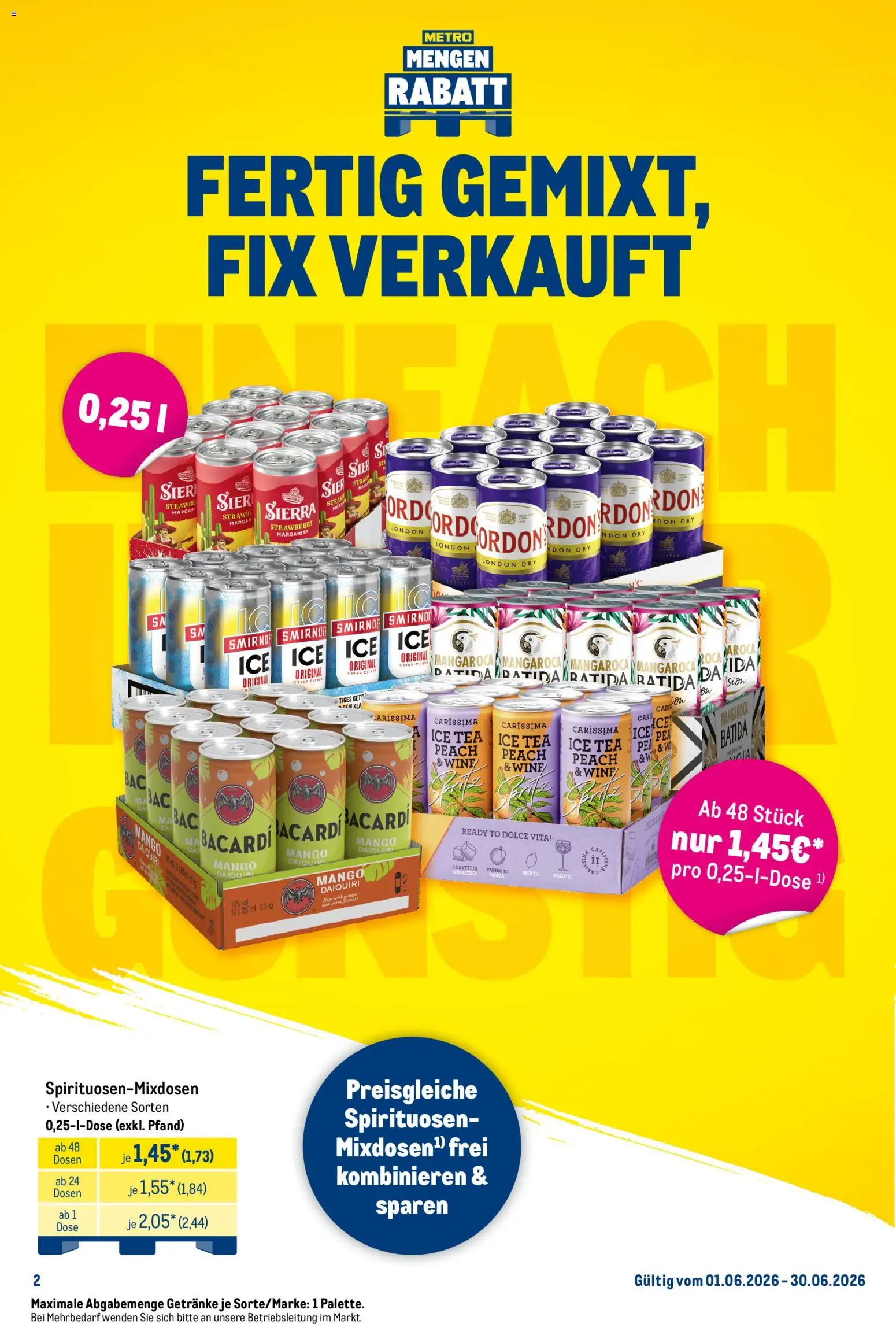 Metro Monats-Mix – gültig ab 01.06.2026 | Seite: 2 | Produkte: Bacardi, Mango