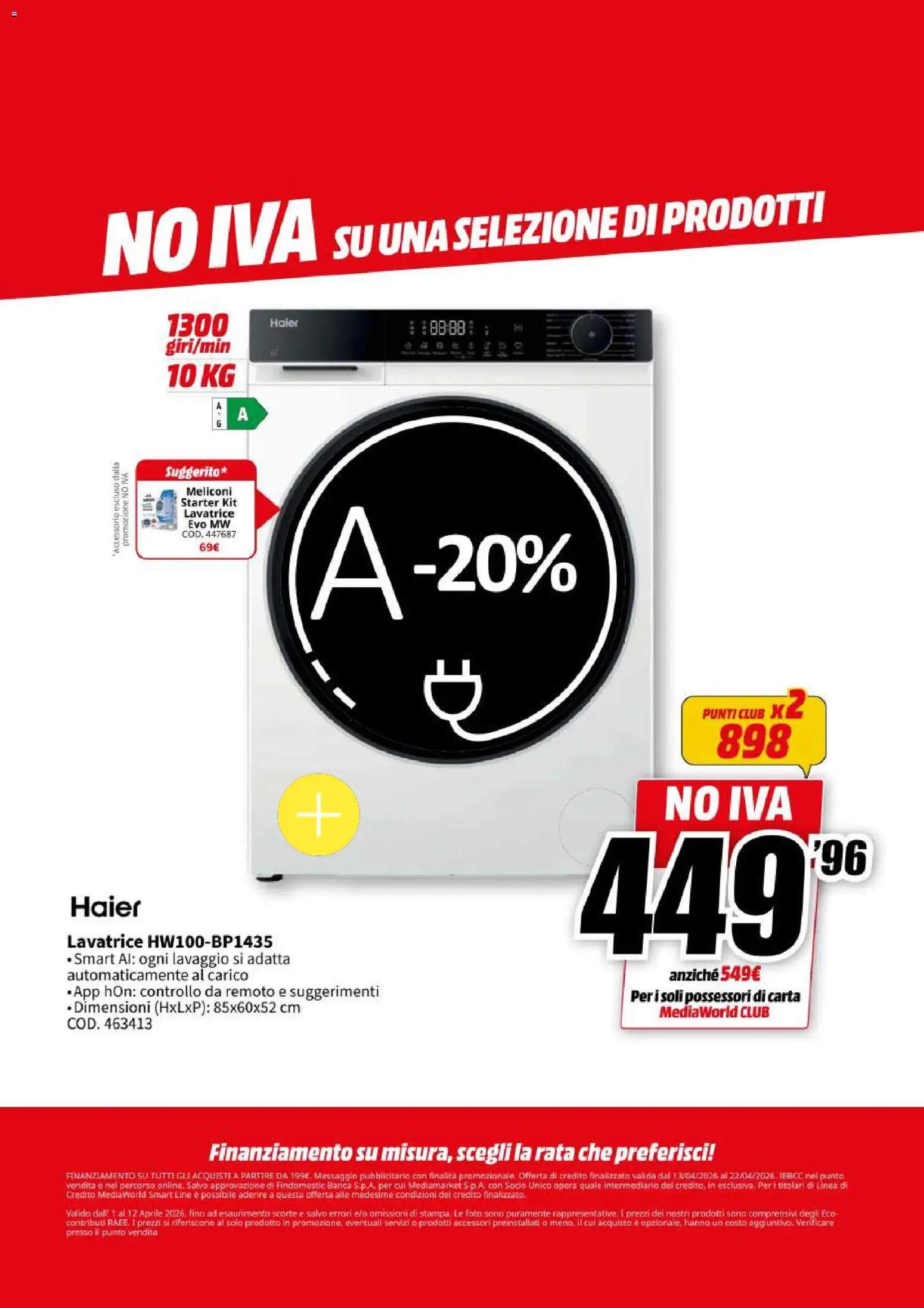 Volantino Media World del 13.04.2026 | Pagina: 42 | Prodotti: Lavatrice