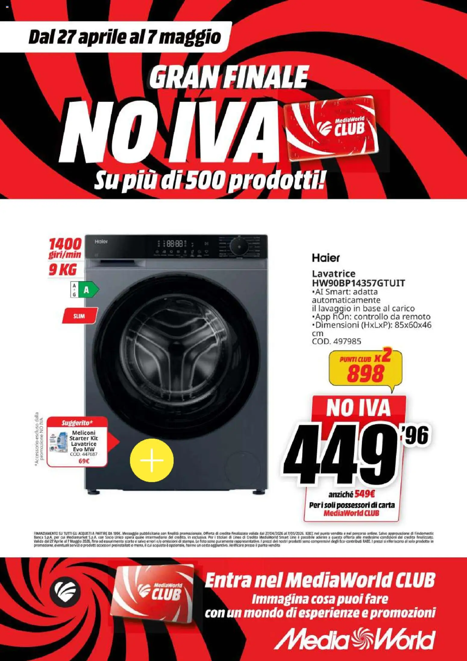 Volantino Media World del 27.04.2026 | Pagina: 18 | Prodotti: Lavatrice