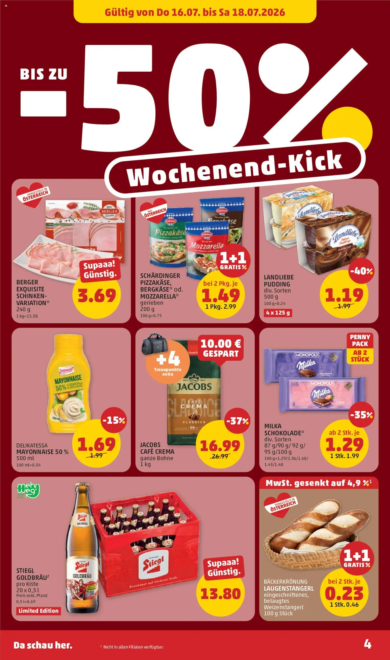 Penny Markt Flugblatt gültig ab 16.07.2026 | Seite: 4 | Produkte: Mayonnaise, Bohne, Schinken