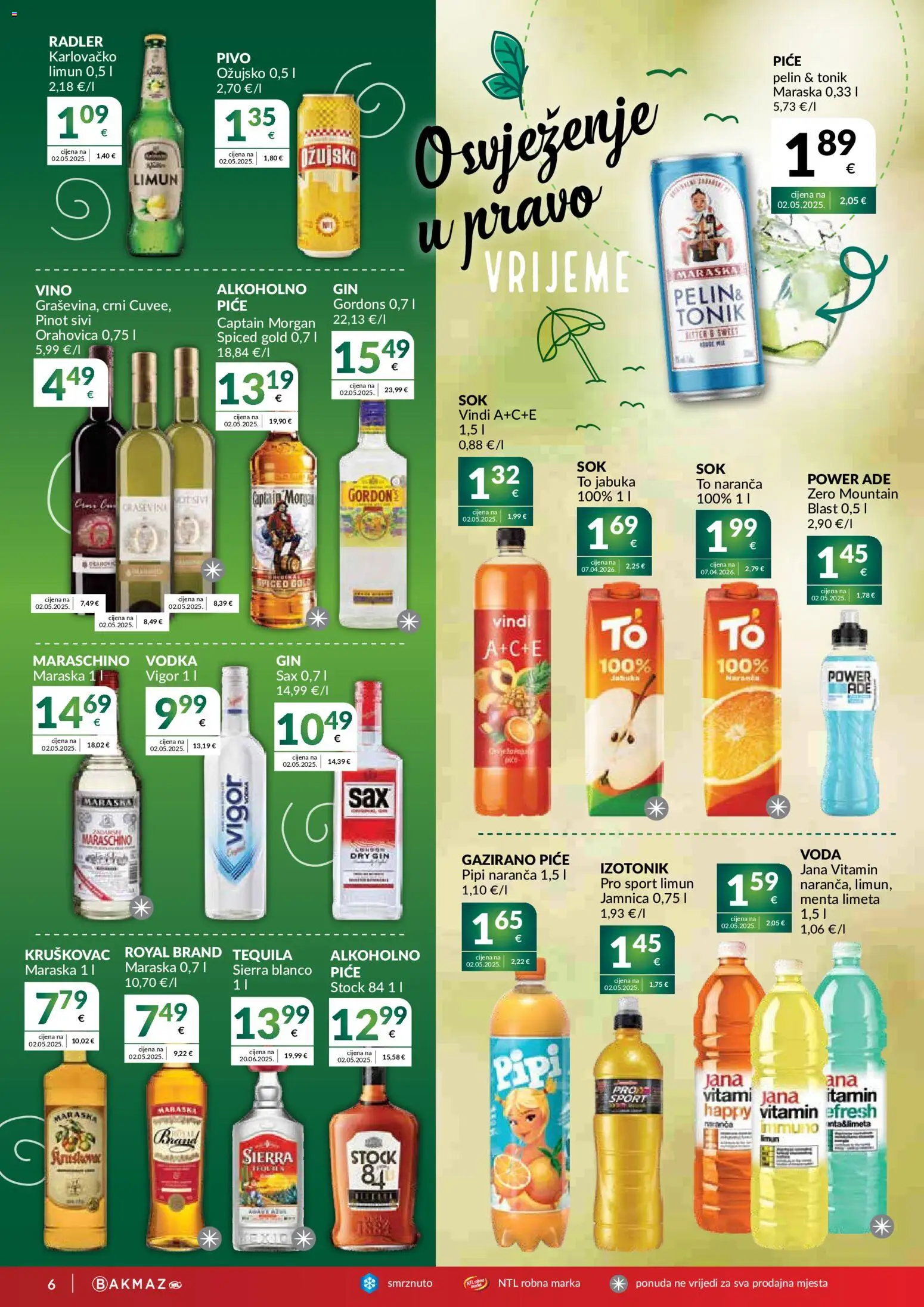 Bakmaz katalog | vrijedi od 15.07.2026 | Stranica: 6 | Proizvodi: Radler, Vino, Pivo, Jabuka