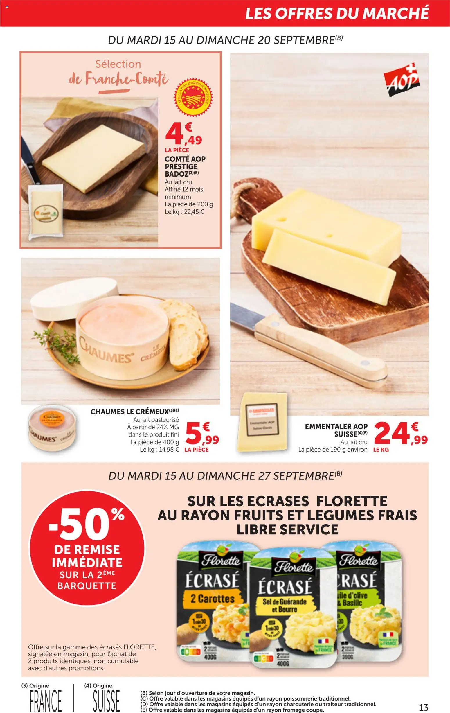 {H1} | Page: 13 | Produits: Charcuterie, Fruits, Comté aop, Lait