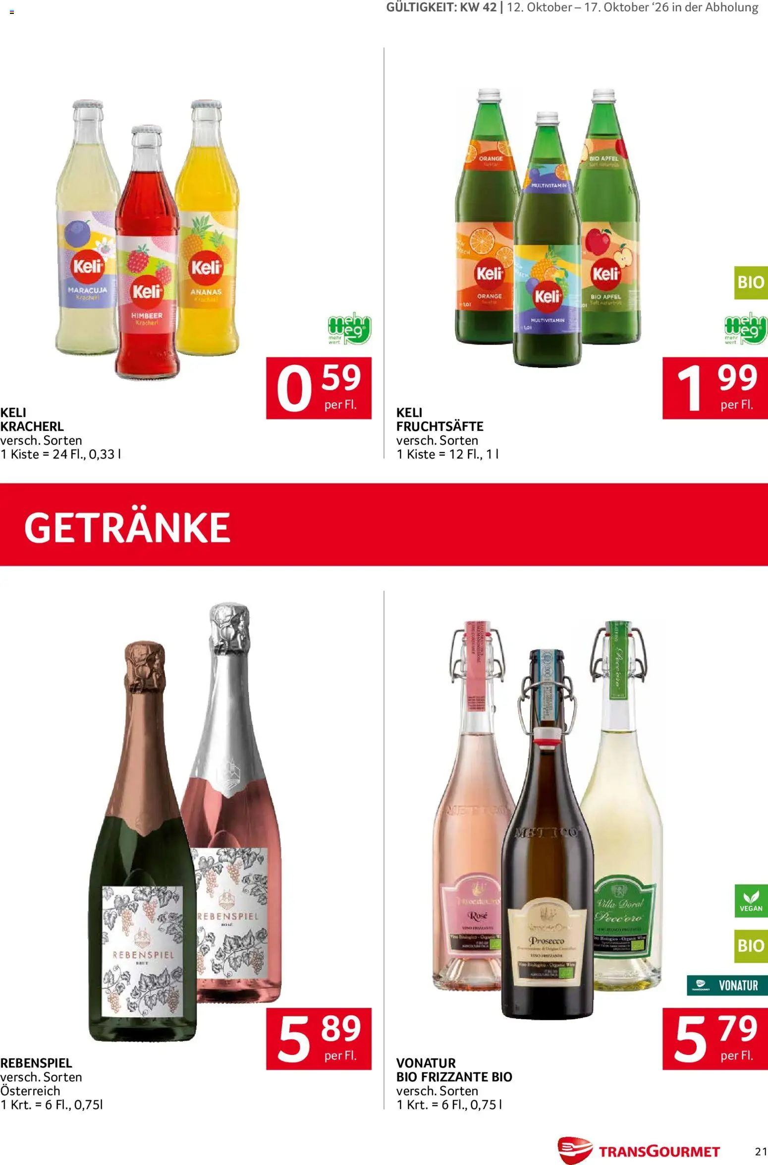 Transgourmet Broschüre gültig ab 11.10.2026 | Seite: 20 | Produkte: Getränke, Prosecco, Multivitamin, Ananas