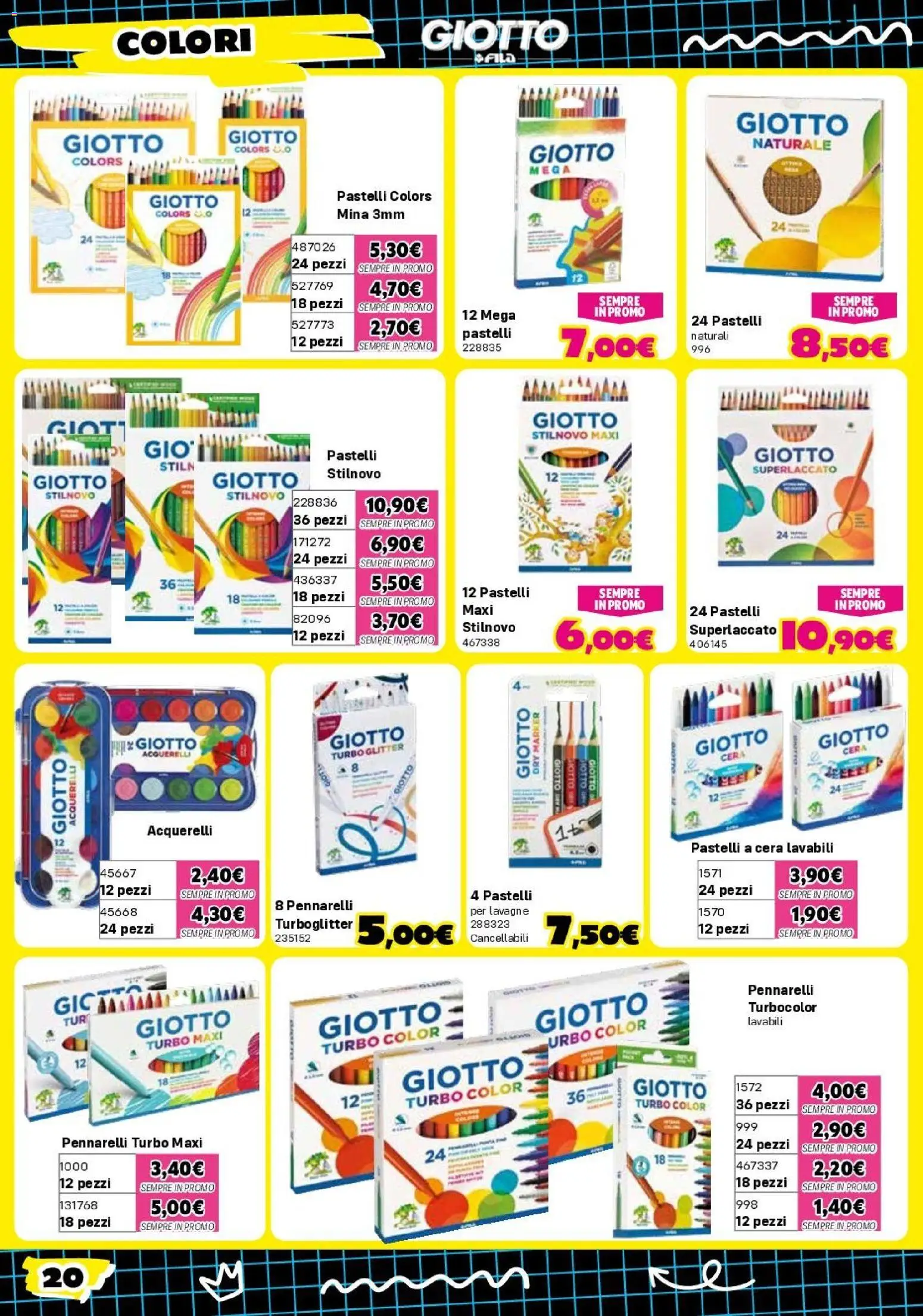 Volantino Orizzonte del 30/07/2026 | Pagina: 20 | Prodotti: Pastelli a cera, Pennarelli, Pastelli