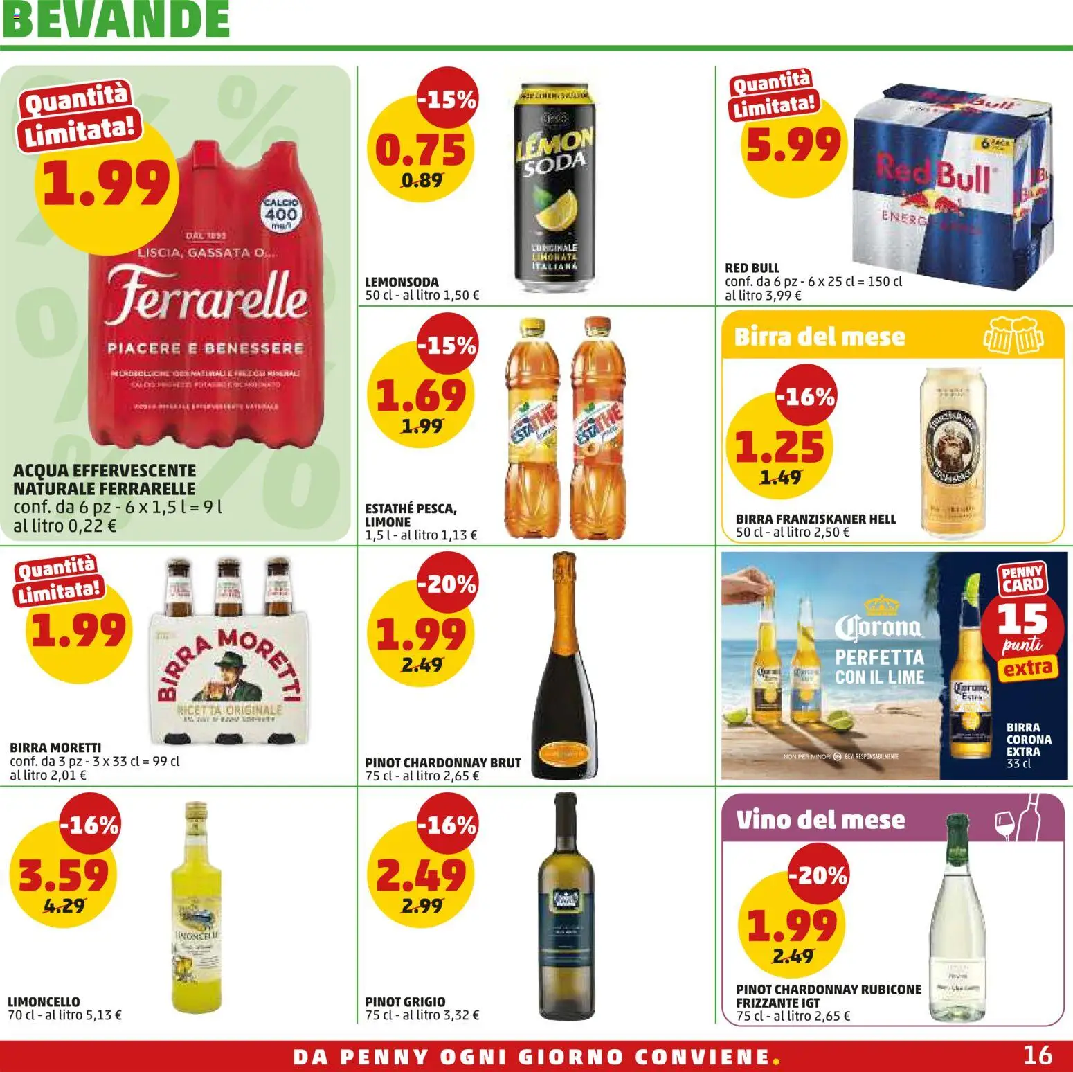 Volantino PENNY del 30/07/2026 | Pagina: 16 | Prodotti: Birra, Limone, Vino, Limoncello