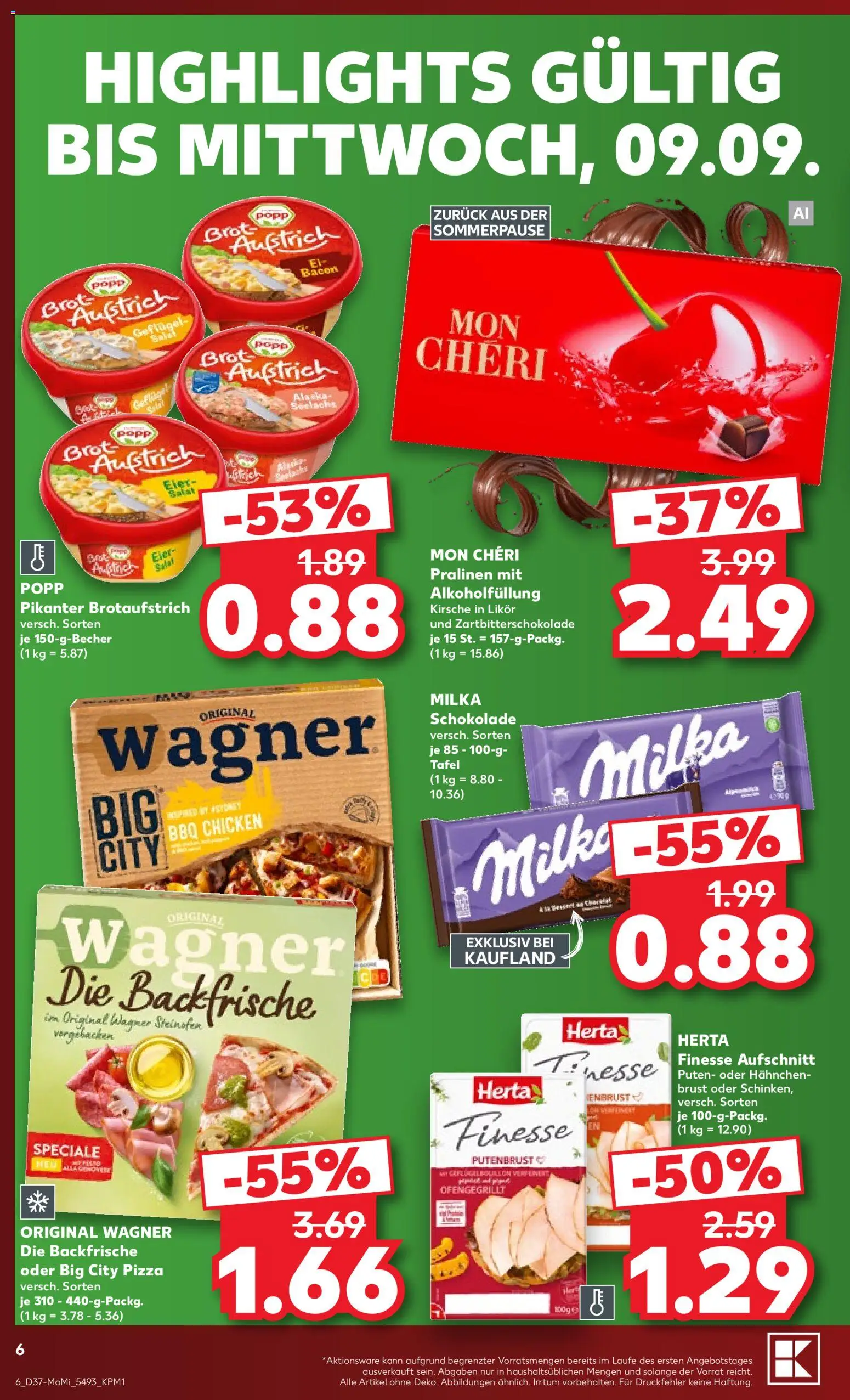 {H1} | Pagina: 6 | Producten: Pizza, Bacon, Mon Chéri, Tafel
