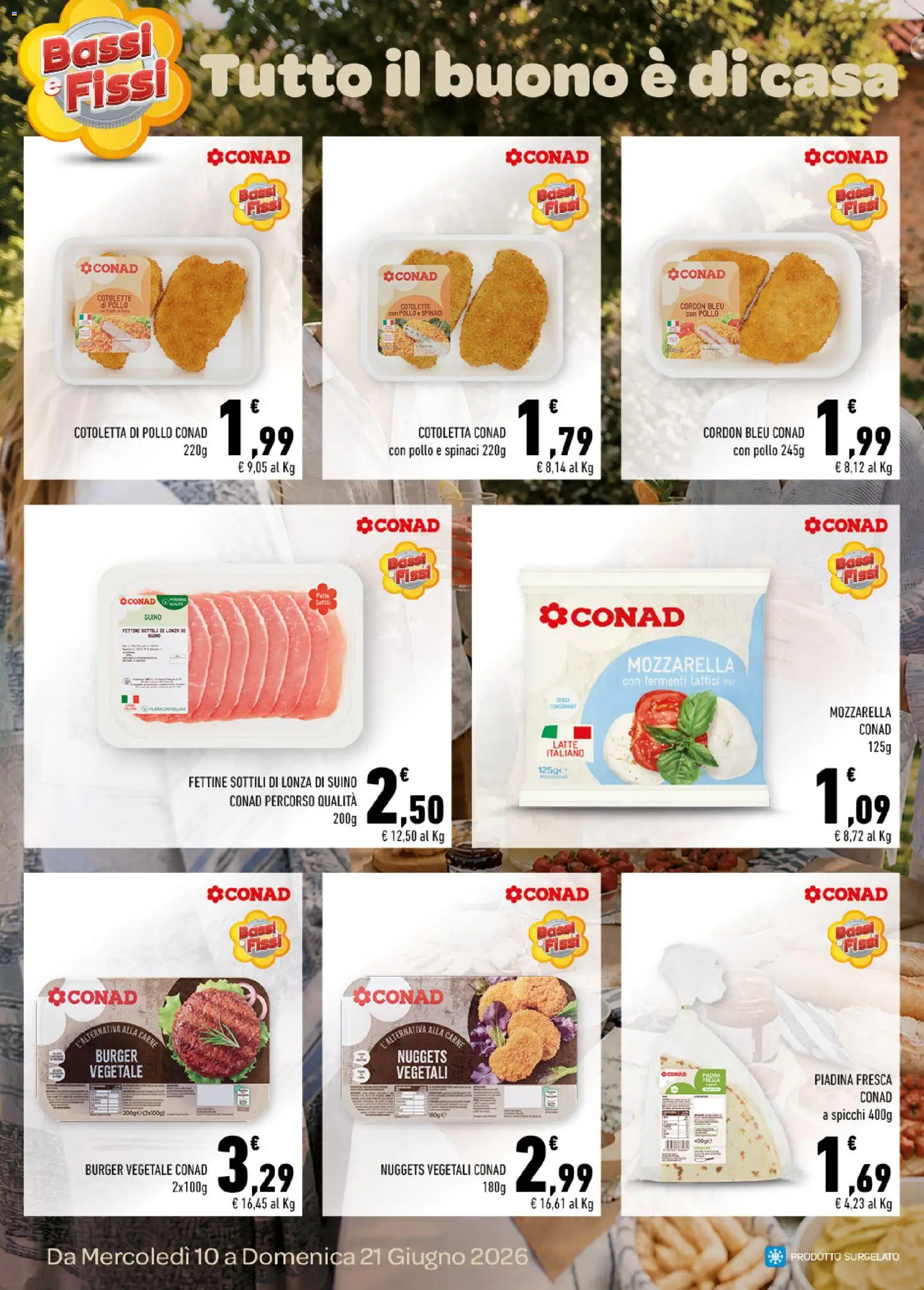 Volantino Conad del 10.06.2026 | Pagina: 2 | Prodotti: Pollo, Suino, Latte, Spinaci