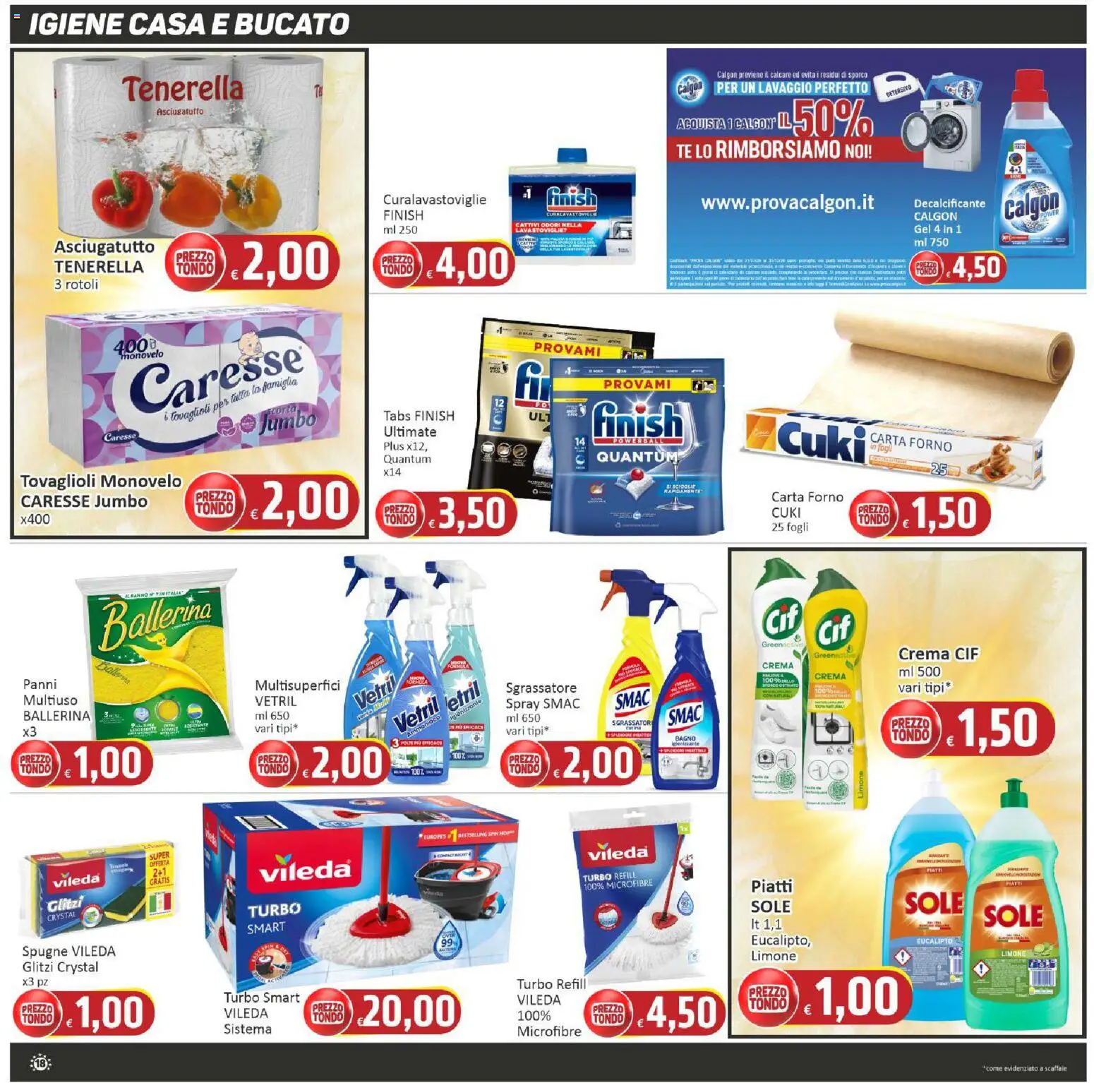 Volantino Paghi Poco del 09.06.2026 | Pagina: 18 | Prodotti: Sgrassatore, Limone, Forno, Bagno