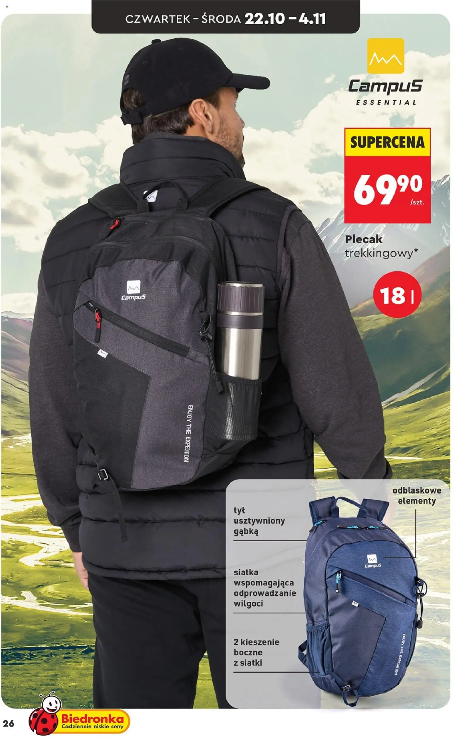 Biedronka gazetka - Hity i inspiracje od 17.10.2026 | Strona: 26 | Produkty: Plecak, Siatka, Gąbka