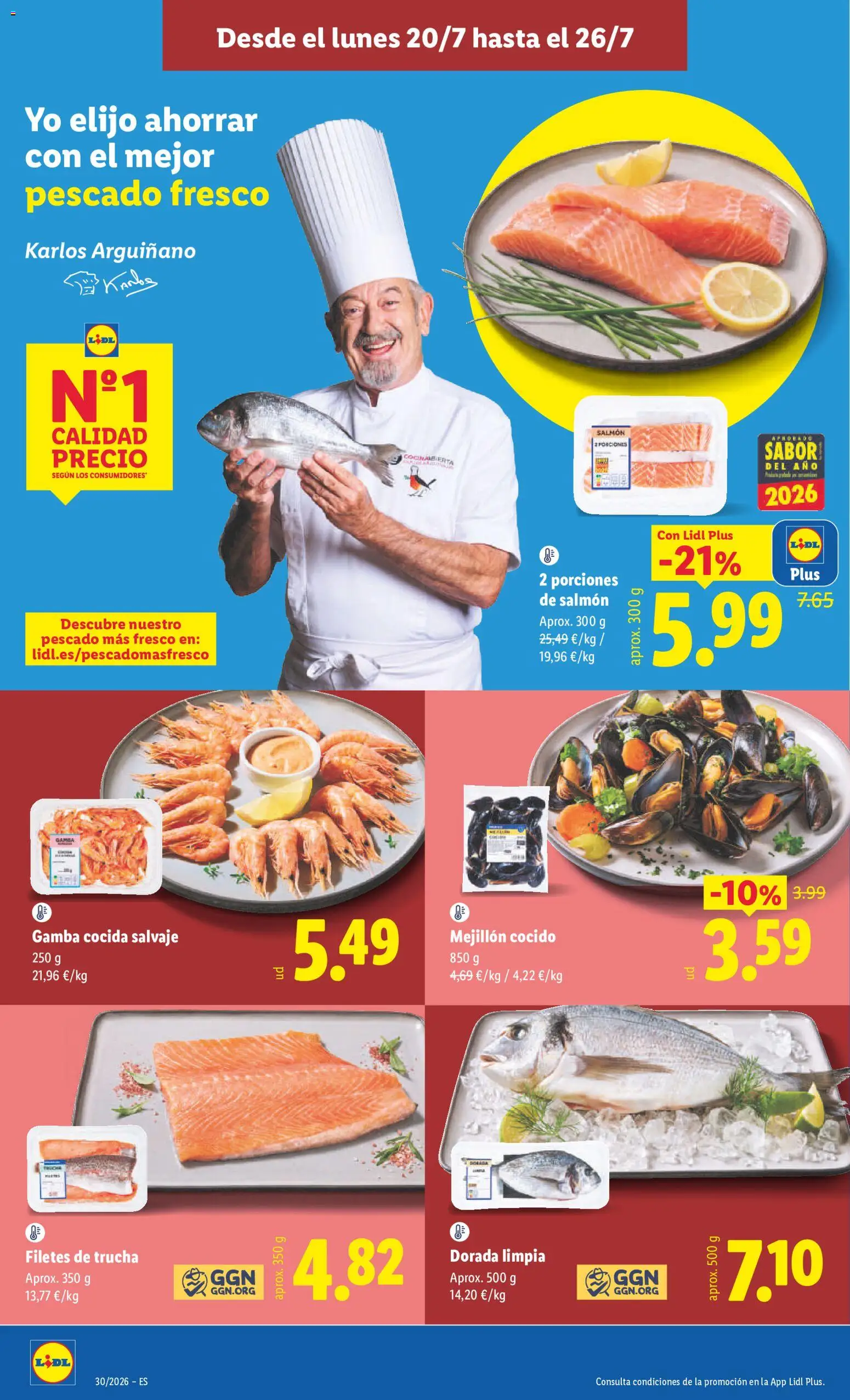 Lidl folleto │ válido desde el 20/07/2026 | Página: 8 | Productos: Trucha, Pescado, Salmón, Gamba