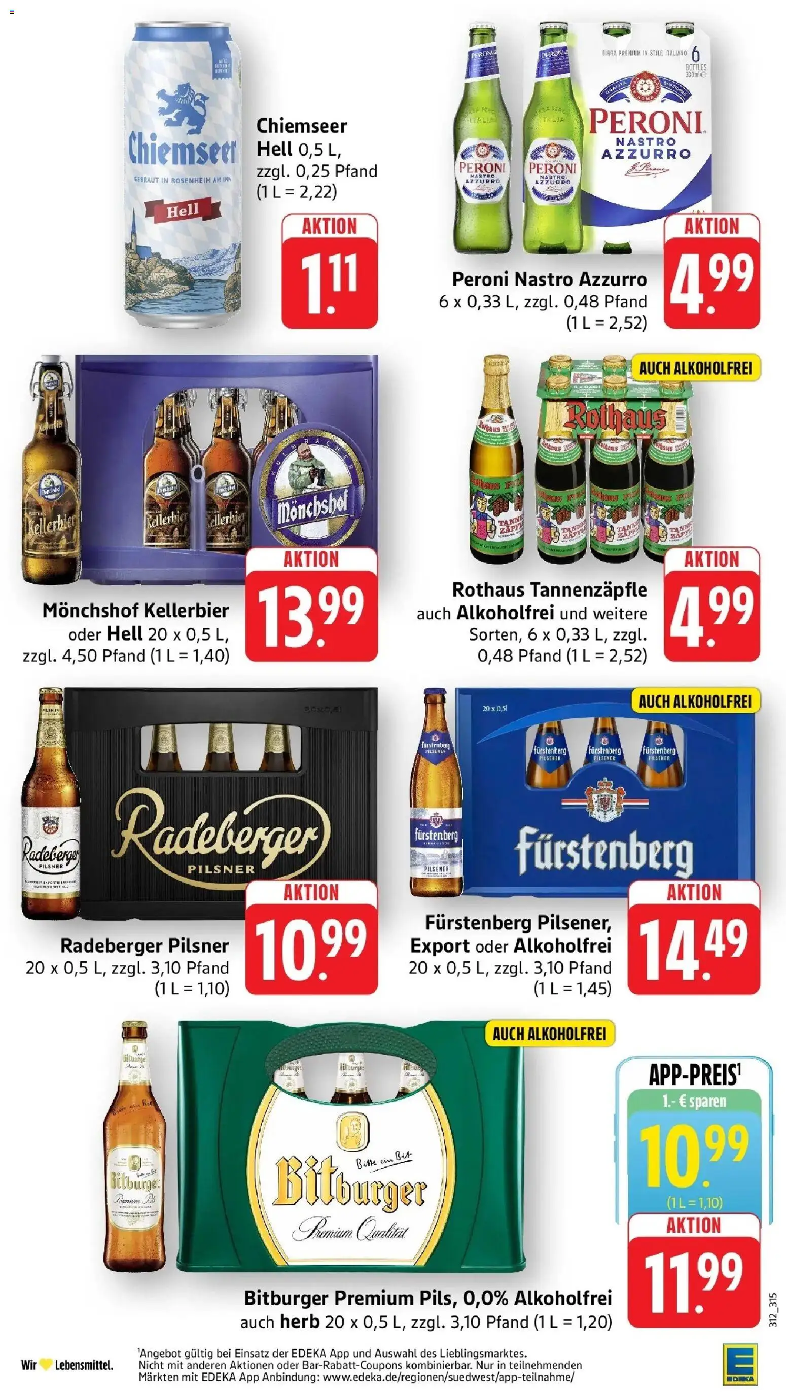 E center Prospekt Freiburg (ab 12.10.2026) zum Blättern | Seite: 37 | Produkte: Bitburger, Monchshof, Radeberger pilsner