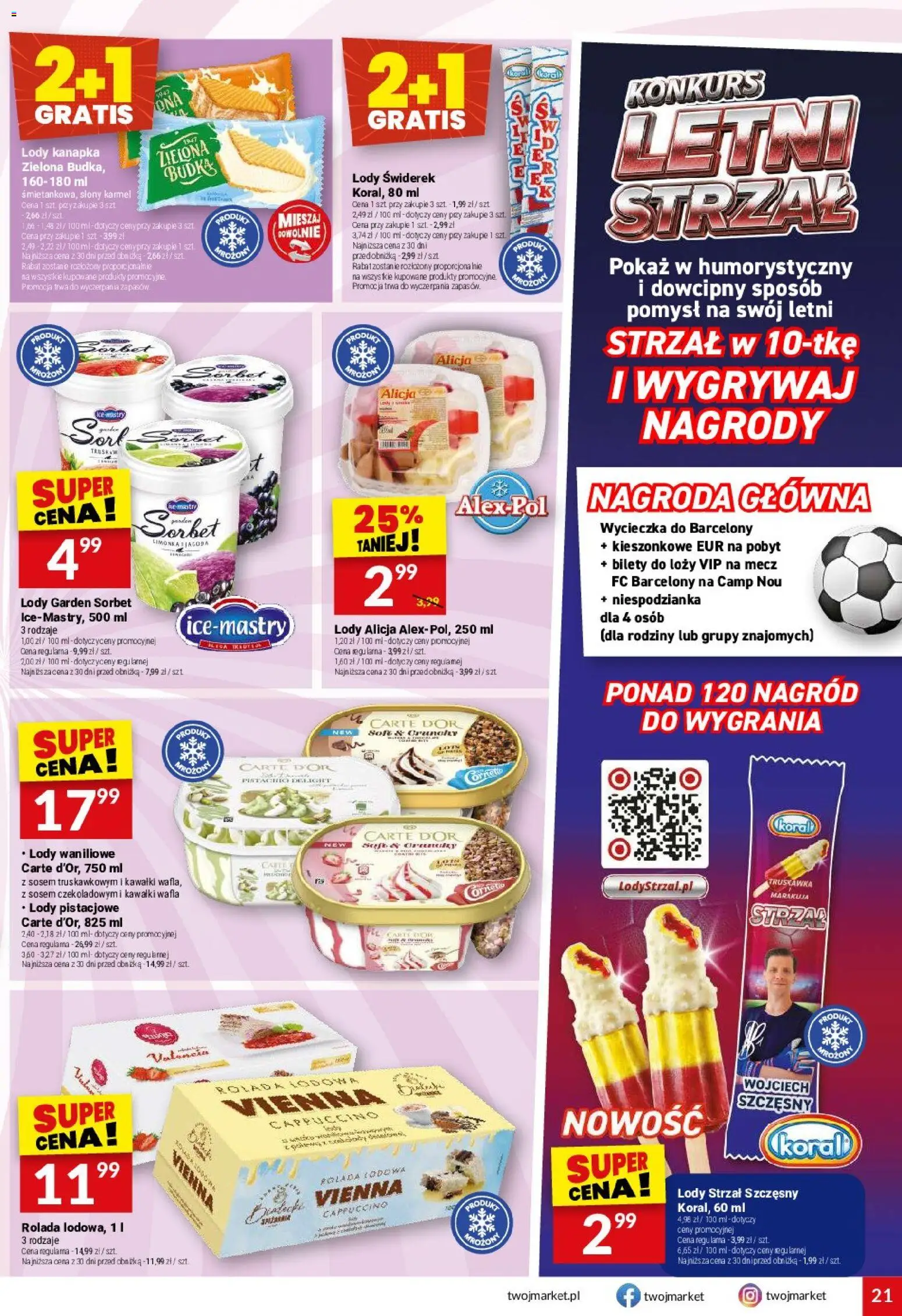 Twój Market gazetka od 22.07.2026 | Strona: 21 | Produkty: Limonka, Rolada, Cappuccino, Lody pistacjowe