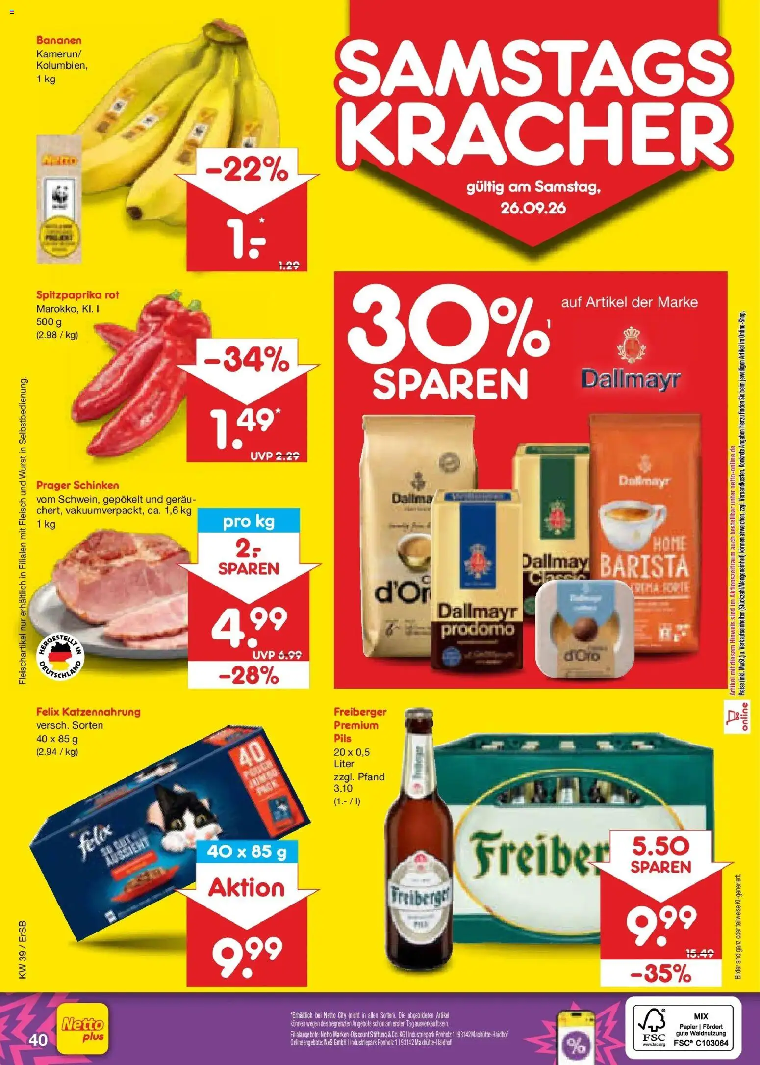 Netto Marken-Discount Prospekt Naumburg – gültig ab 21.09.2026 | Seite: 56 | Produkte: Bananen, Bilder, Wurst, Schinken