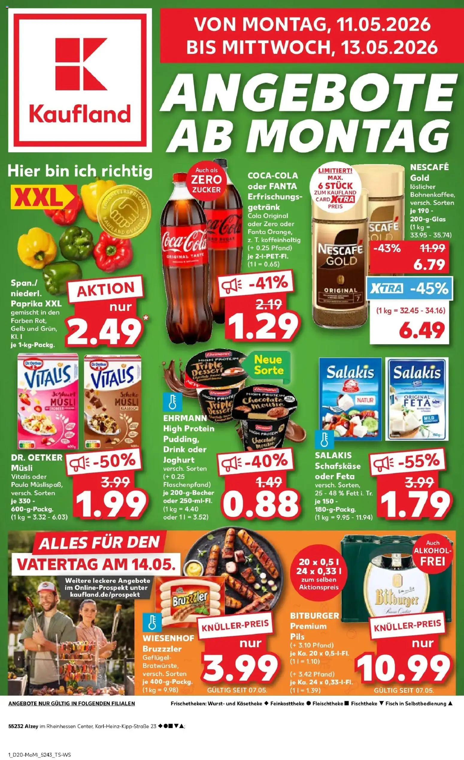 Kaufland Prospekt Alzey	 – gültig ab 10.05.2026 | Seite: 1 | Produkte: Feta, Pils, Nescafe gold, Schafskase