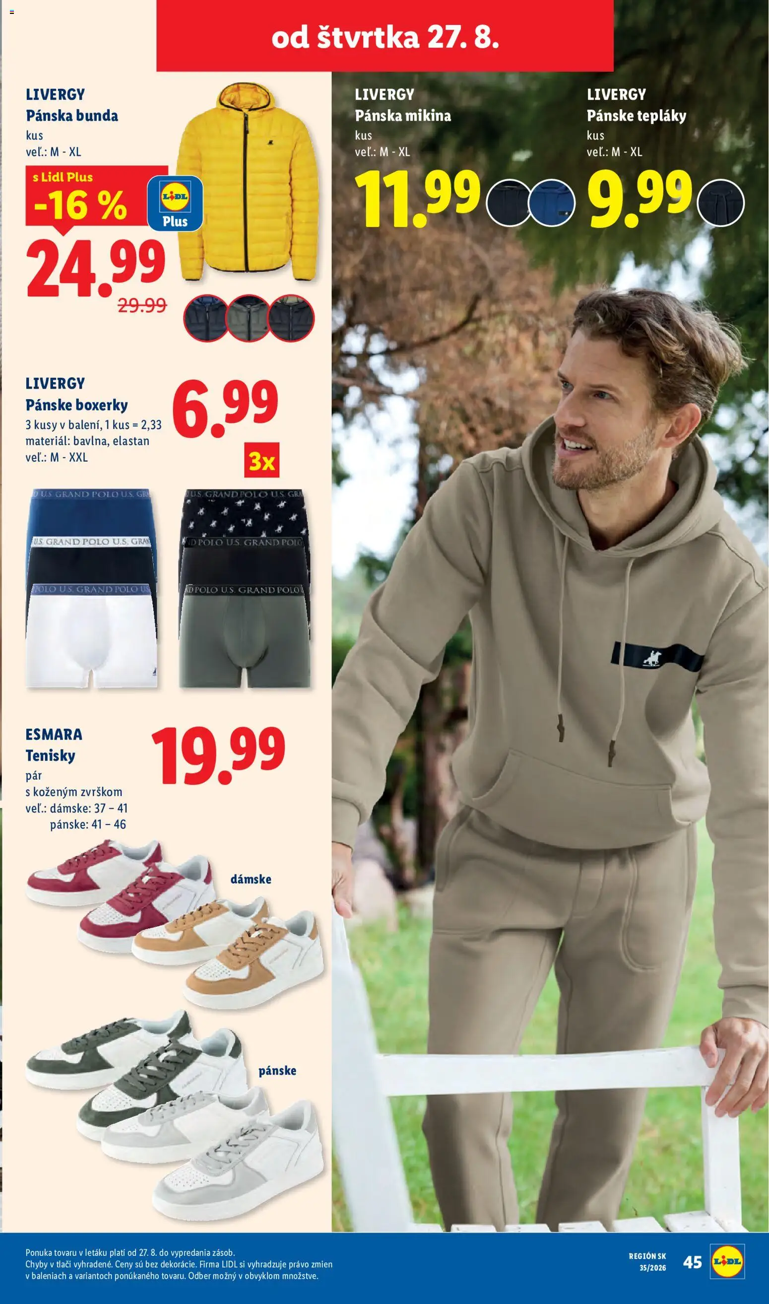 Nové Lidl akcie – leták je platný od 24.08.2026 | Strana: 87 | Produkty: Mikina, Bunda, Boxerky, Tenisky