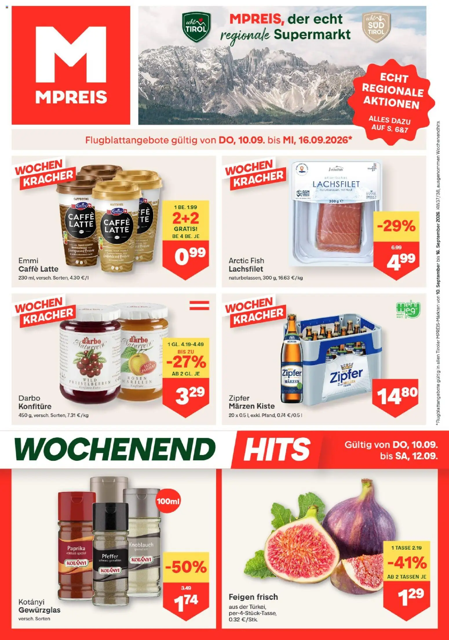 MPREIS Absam gültig ab 10.09.2026 | Seite: 1 | Produkte: Pfeffer, Knoblauch, Feigen, Lachsfilet