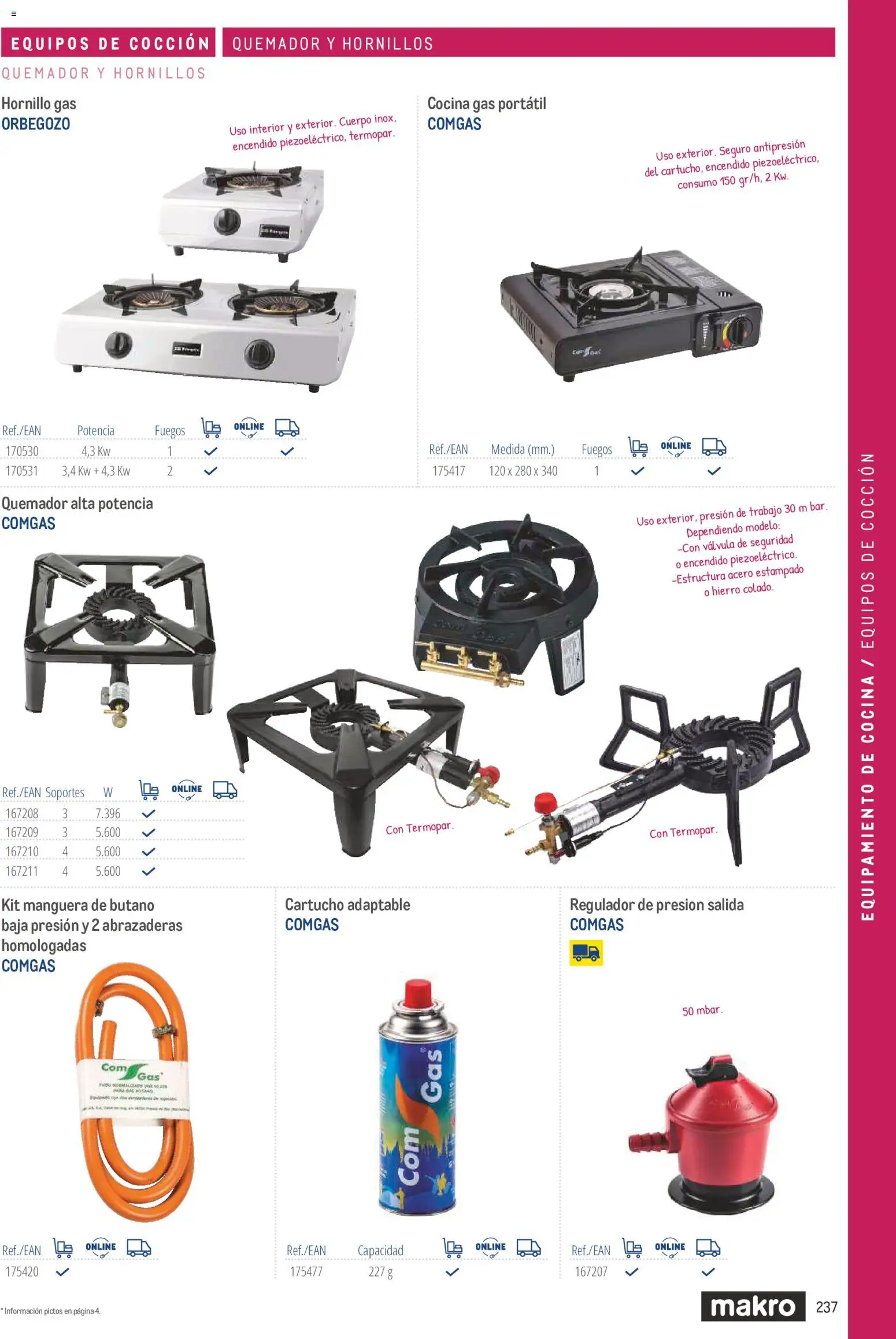 Makro catálogo │ válido desde el 19/06/2024 | Página: 237 | Productos: Portátil, Manguera, Quemador, Cocina