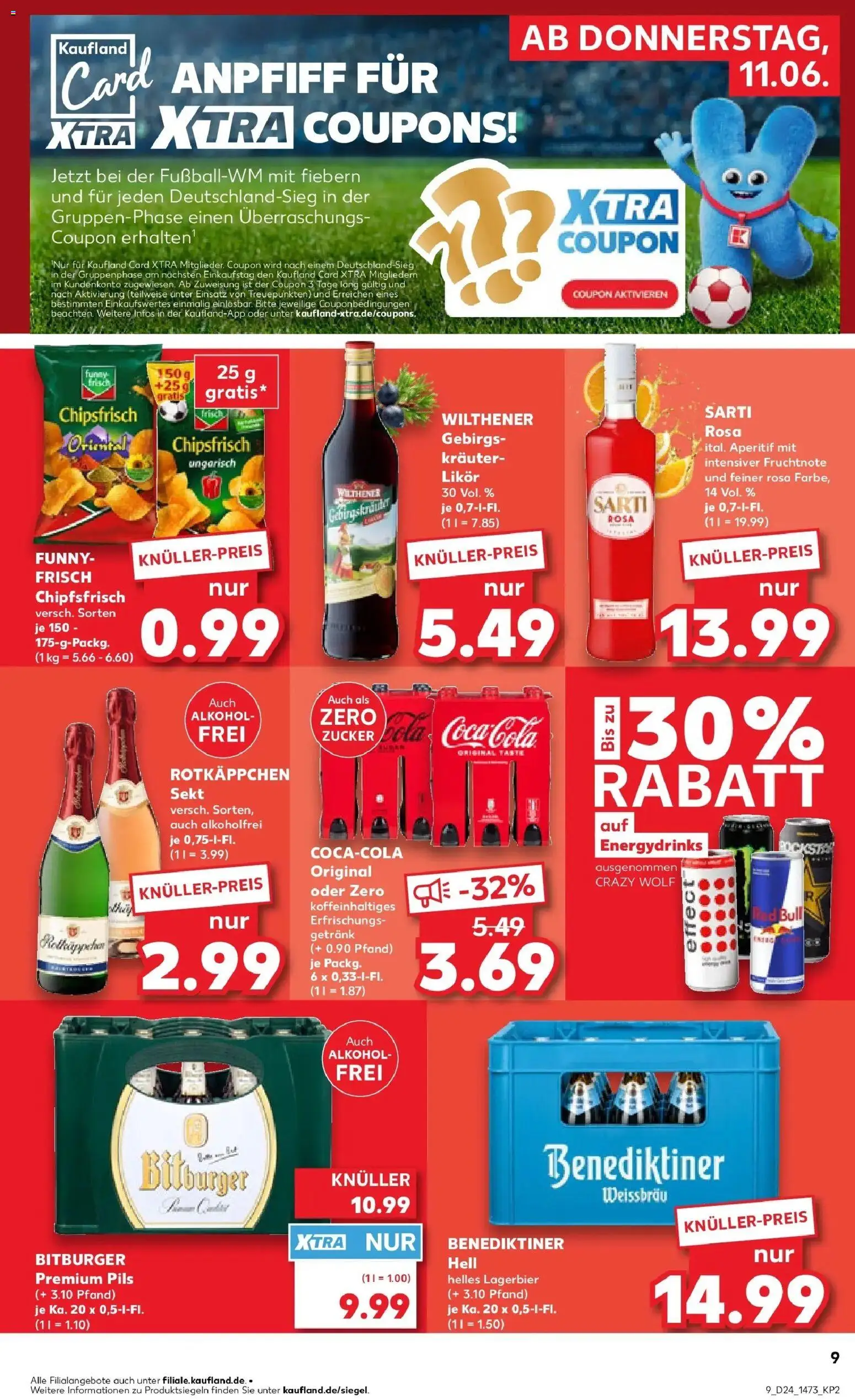 Kaufland Prospekt Großenhain – gültig ab 11.06.2026 | Seite: 9 | Produkte: Bitburger, Red bull, Coca cola, Pils