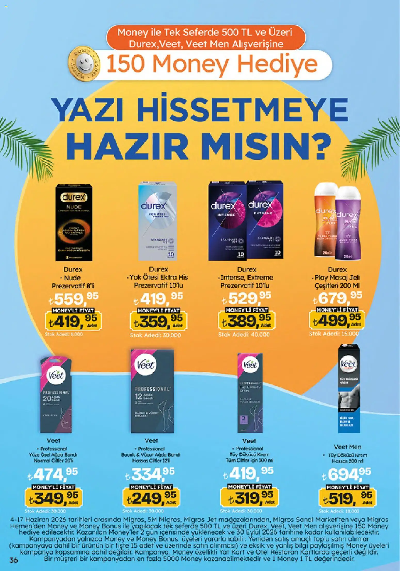 Migros Katalog - Migroskop - 04.06.2026 tarihinden itibaren geçerlidir | Sayfa: 36 | Ürünler: Prezervatif, Krem, Tüy dökücü krem