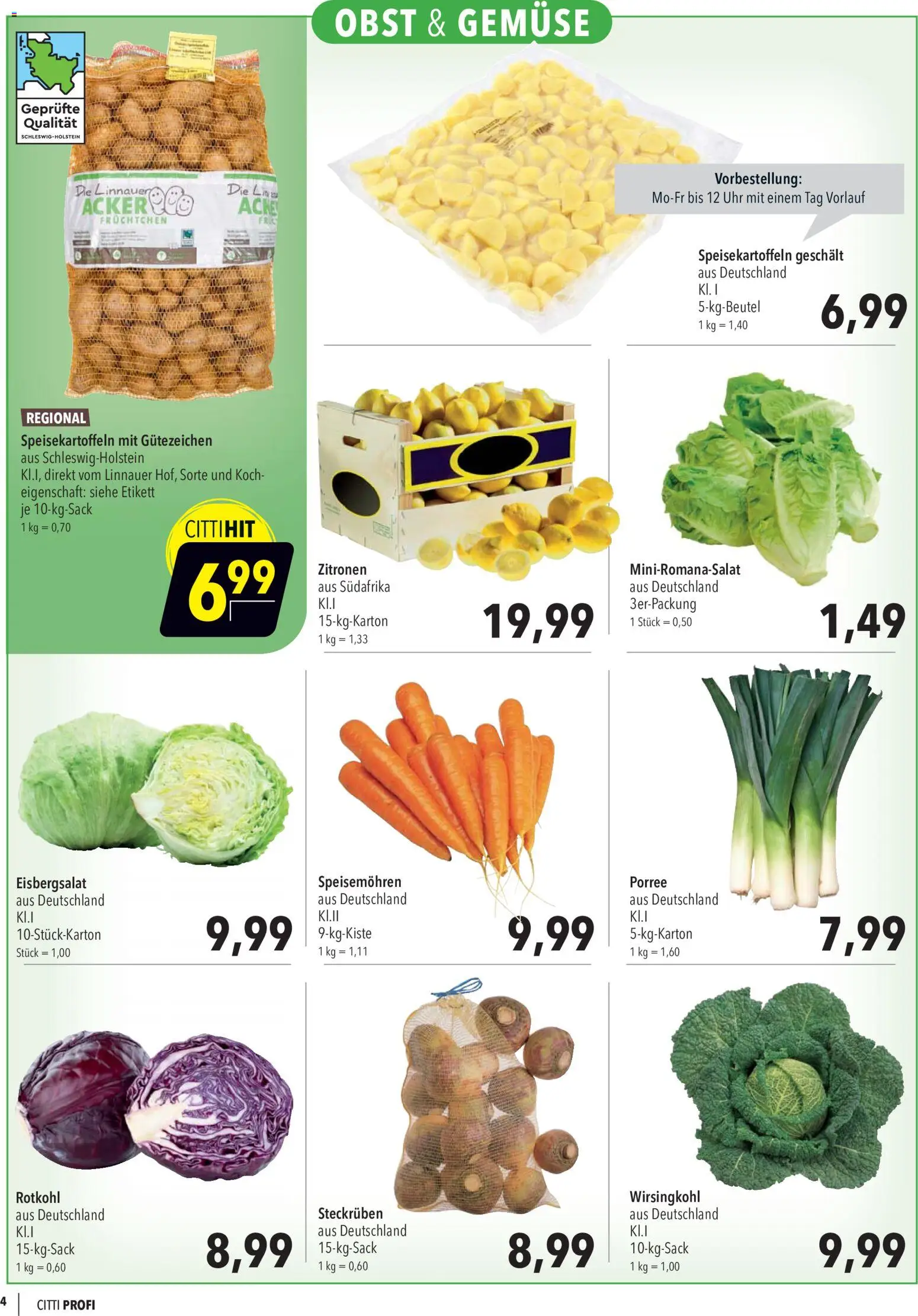 CITTI Markt Aktuelle Angebote für Profis – gültig ab 23.09.2026 | Seite: 4 | Produkte: Eisbergsalat, Gemüse, Obst, Zitronen