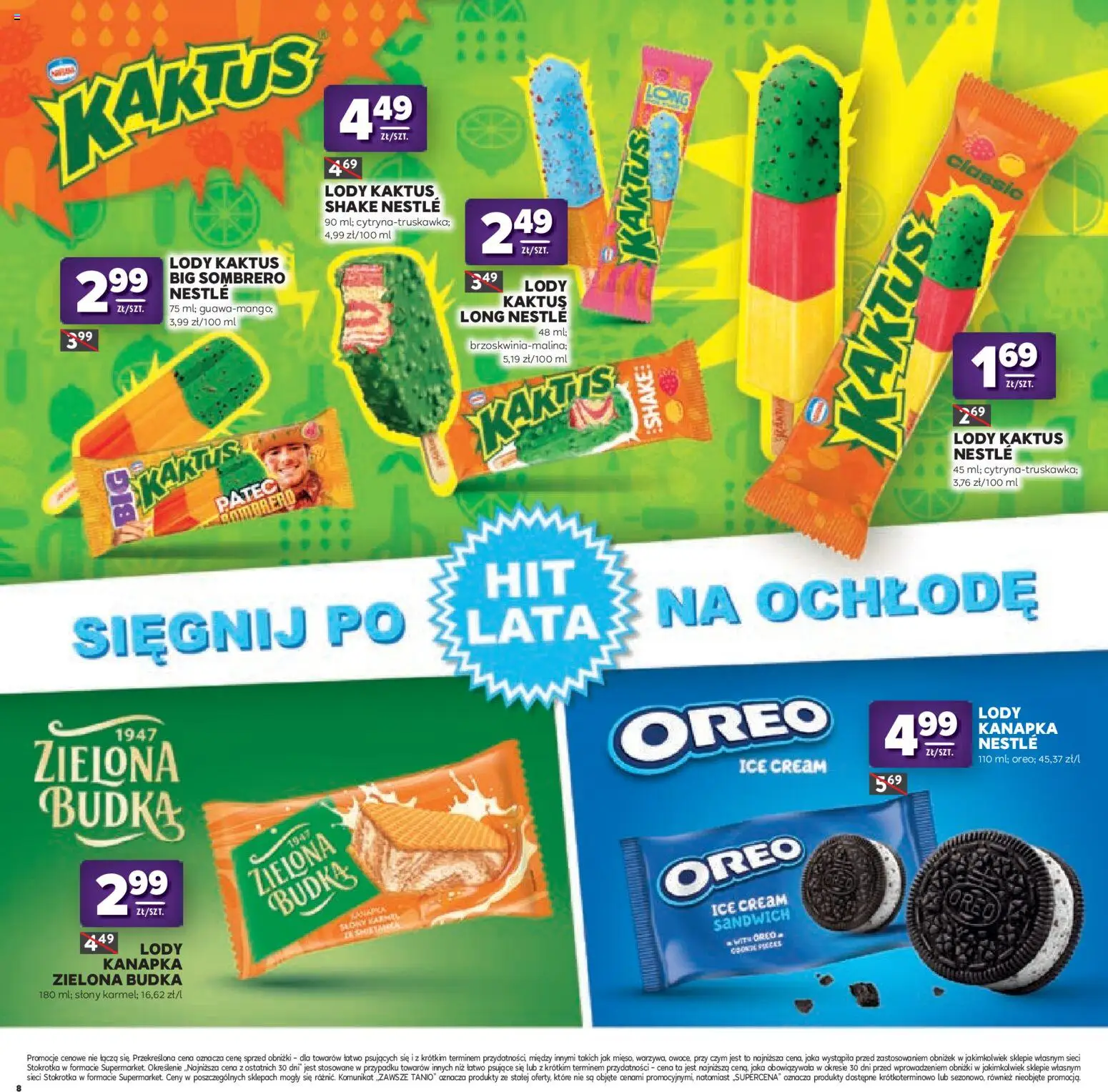Stokrotka gazetka - Katalog Kulinarny od 20.08.2026 | Strona: 8 | Produkty: Stokrotka, Oreo, Lody Kaktus, Lody
