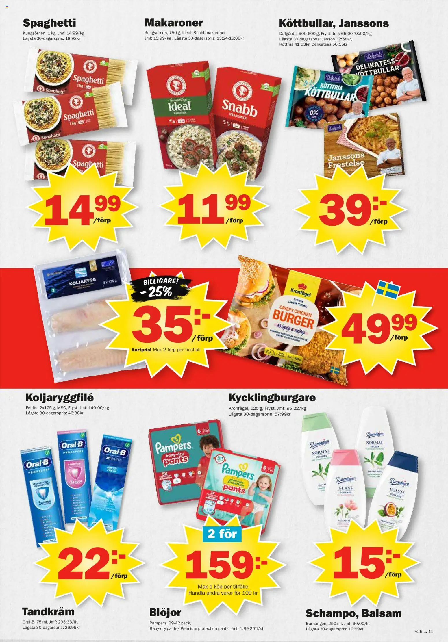Pekås reklamblad aktuell från 15.06.2026 | Sida: 11 | Produkter: Balsam, Köttbullar, Tandkräm, Makaroner