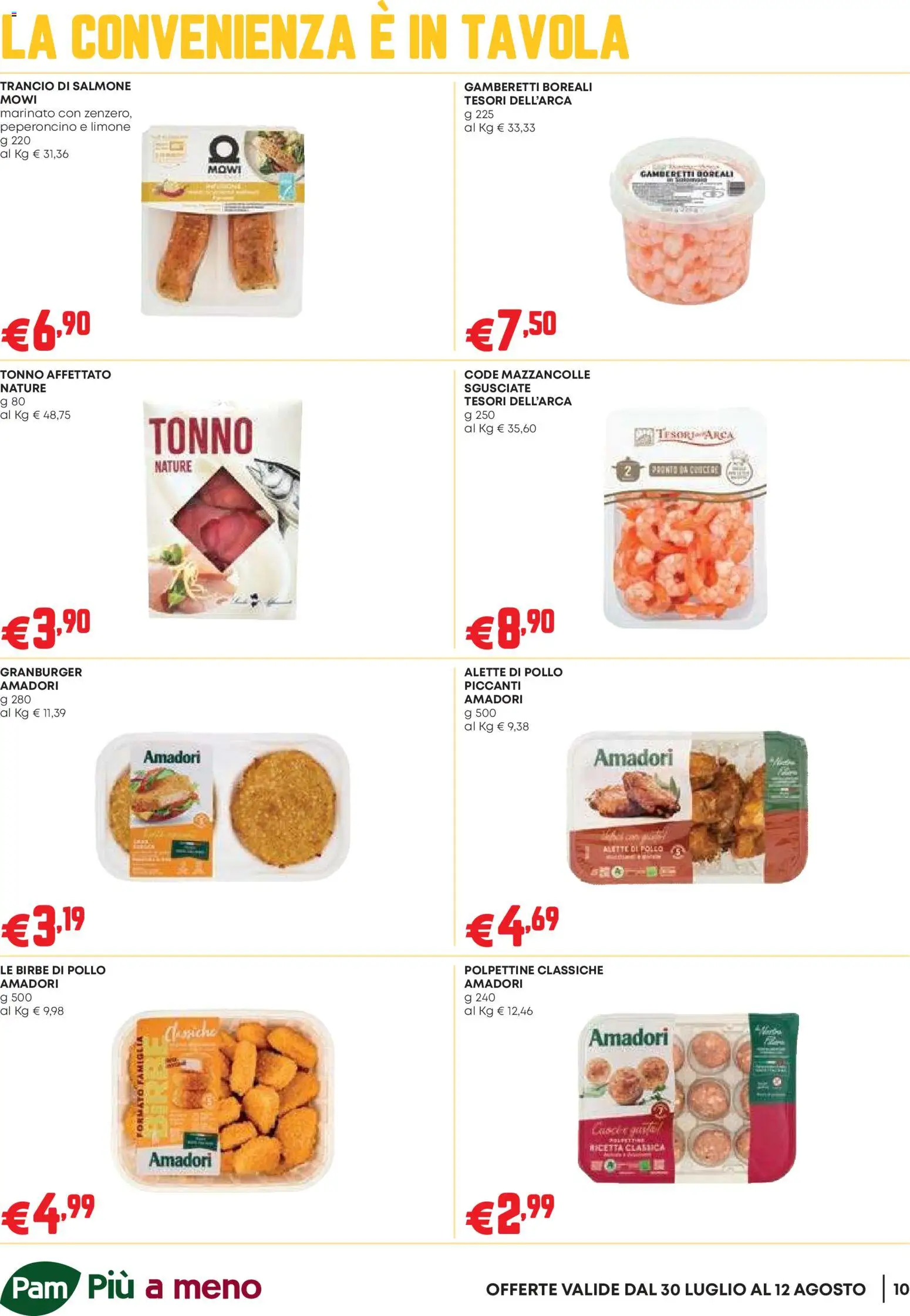 Volantino PAM del 30/07/2026 | Pagina: 10 | Prodotti: Salmone, Mazzancolle, Limone, Tonno