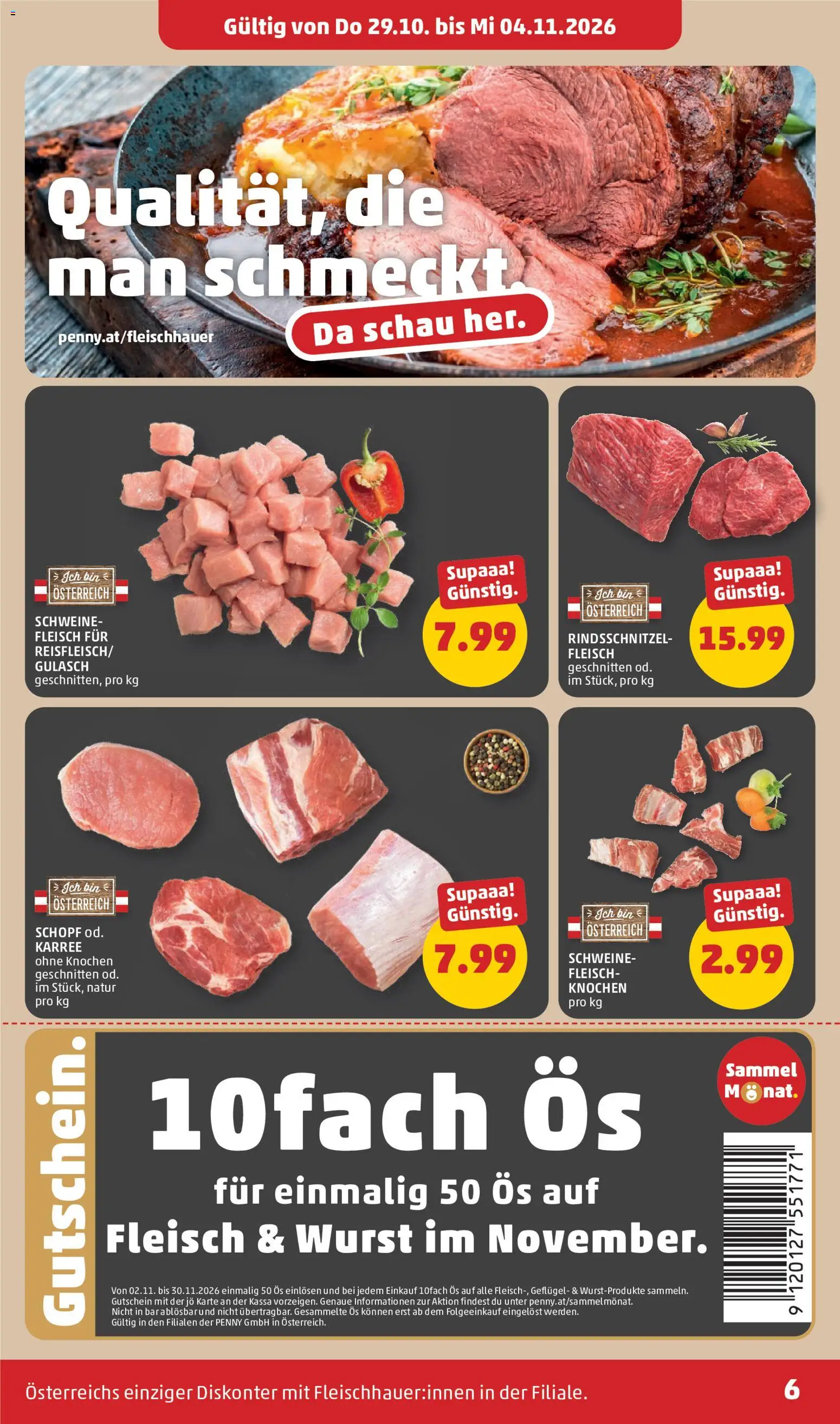 Penny Markt Flugblatt gültig ab 29.10.2026 | Seite: 6 | Produkte: Wurst