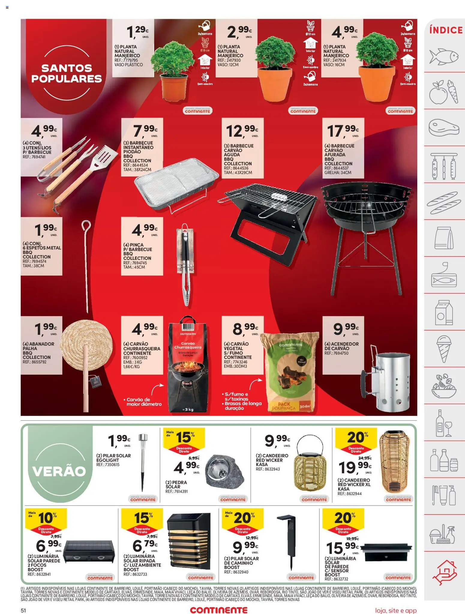 Continente folheto │ válido de 09.06.2026 | Página: 51 | Produtos: Pinça, Carvão vegetal, Vaso, Luminária
