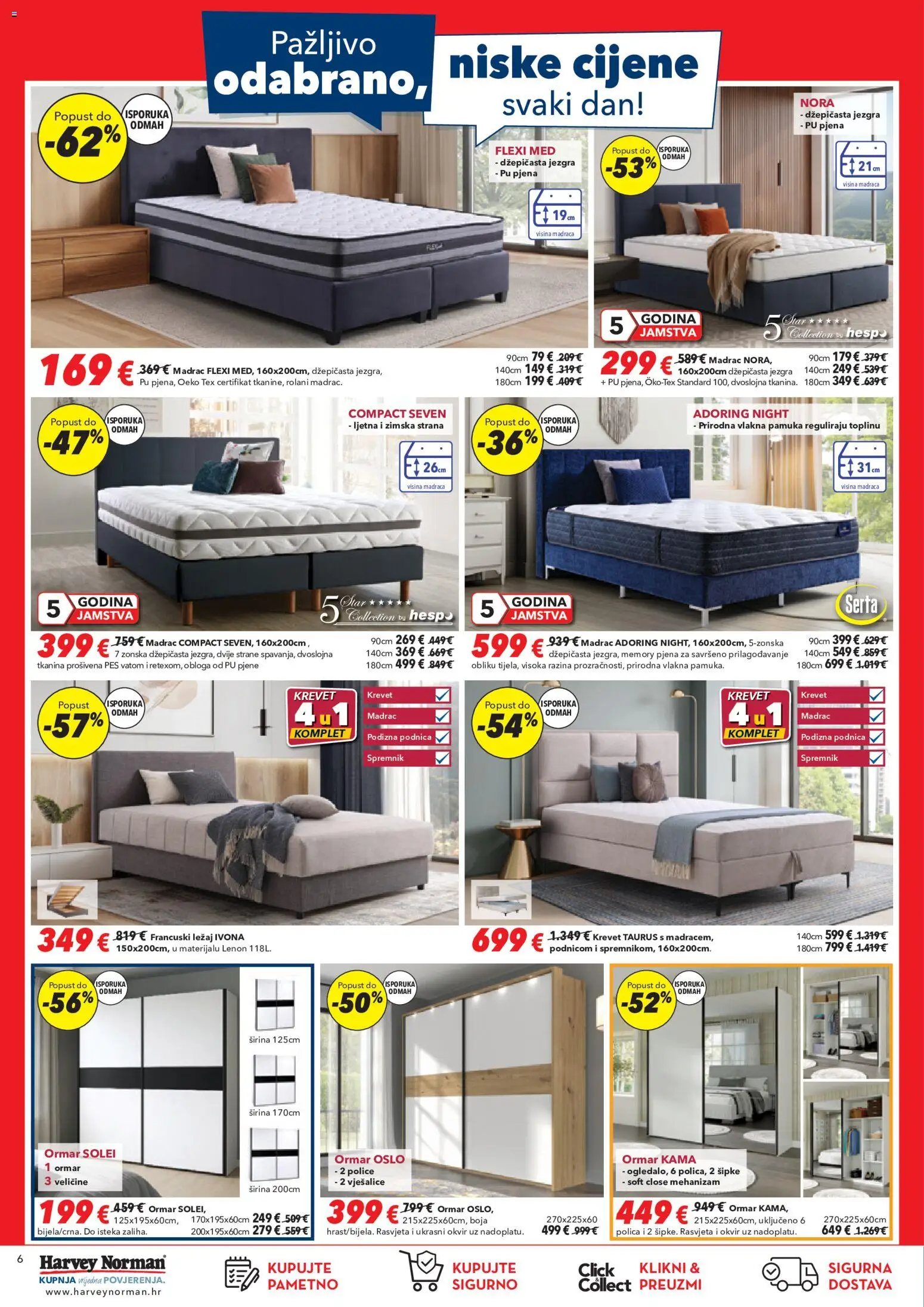 Harvey Norman katalog | vrijedi od 09.09.2026 | Stranica: 6 | Proizvodi: Madrac, Ormar, Rasvjeta, Pjena