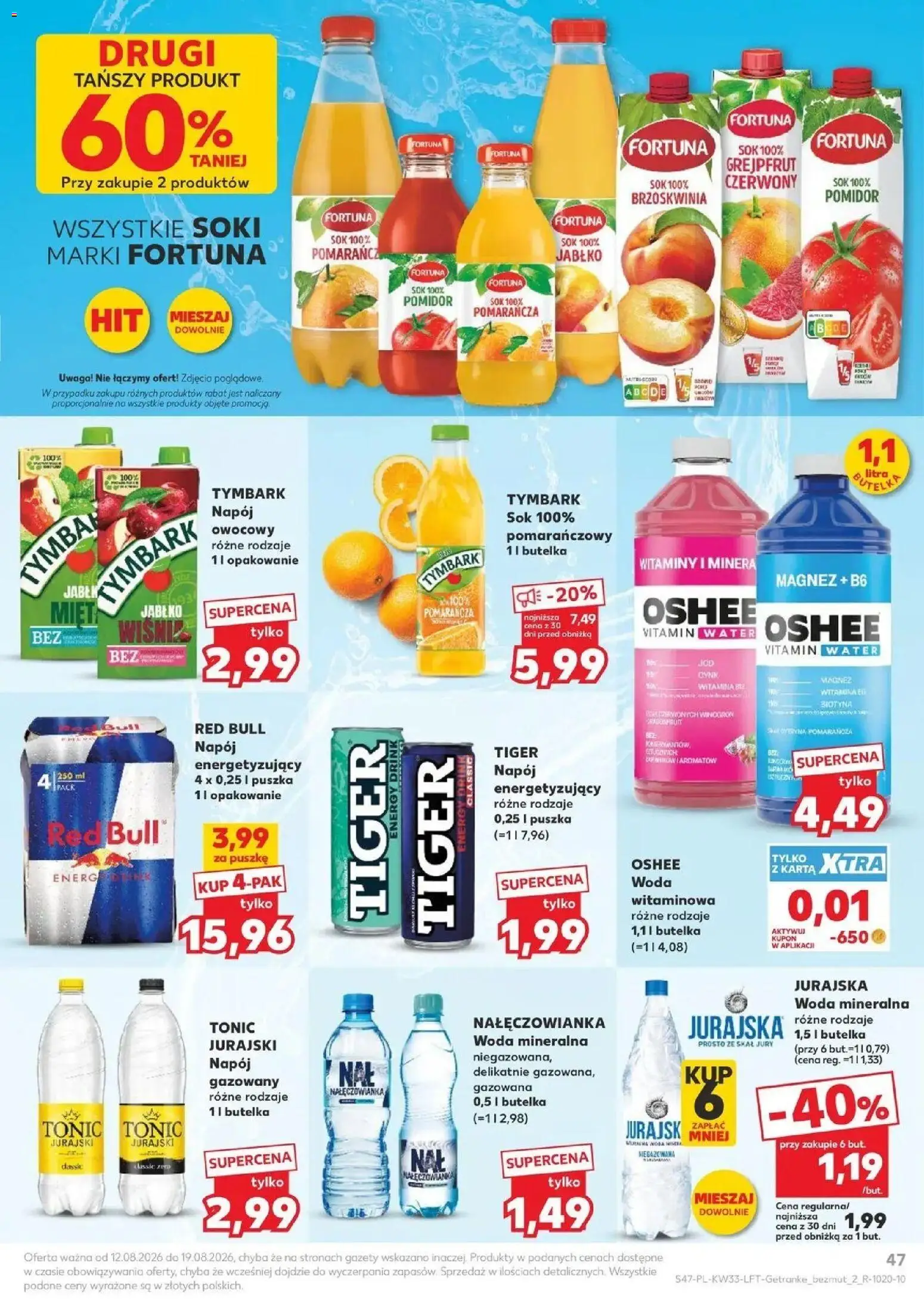 Kaufland - Kaufland Gazetka Tygodnia ważne do 19.08 od 12.08.2026 - od jutra PDF | Strona: 47 | Produkty: Sok jabłkowy, Pomidor, Oshee, Woda