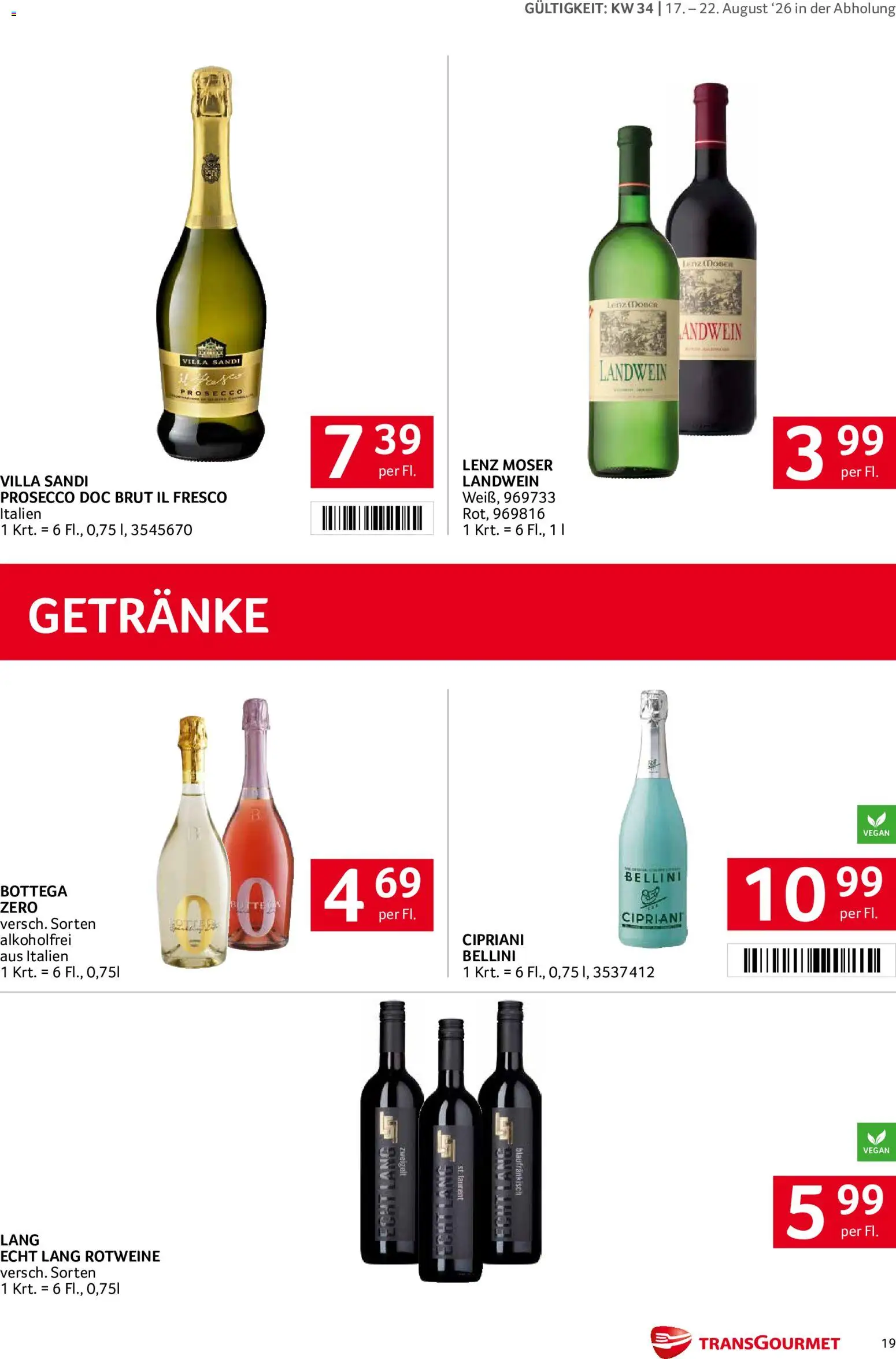 Transgourmet Flugblatt gültig ab 17.08.2026 | Seite: 18 | Produkte: Getränke, Prosecco