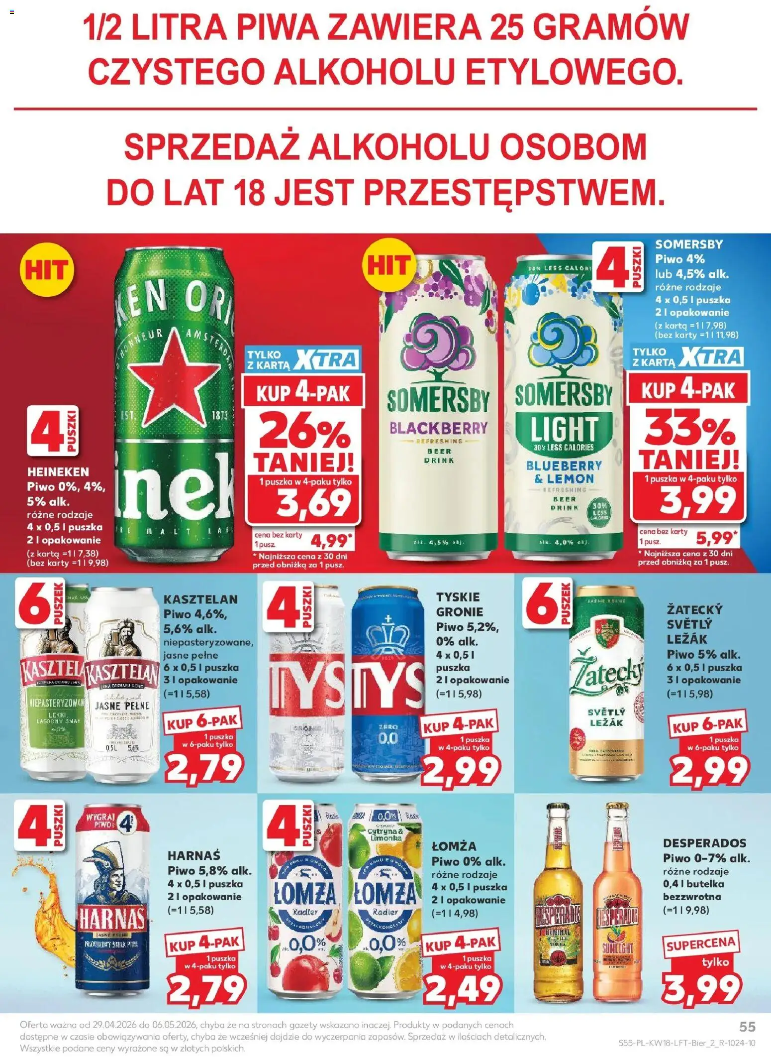 Kaufland - Kaufland Gazetka Tygodnia ważna do 06.05 od 28.04.2026 | Strona: 55 | Produkty: Limonka, Tyskie, Piwo, Heineken
