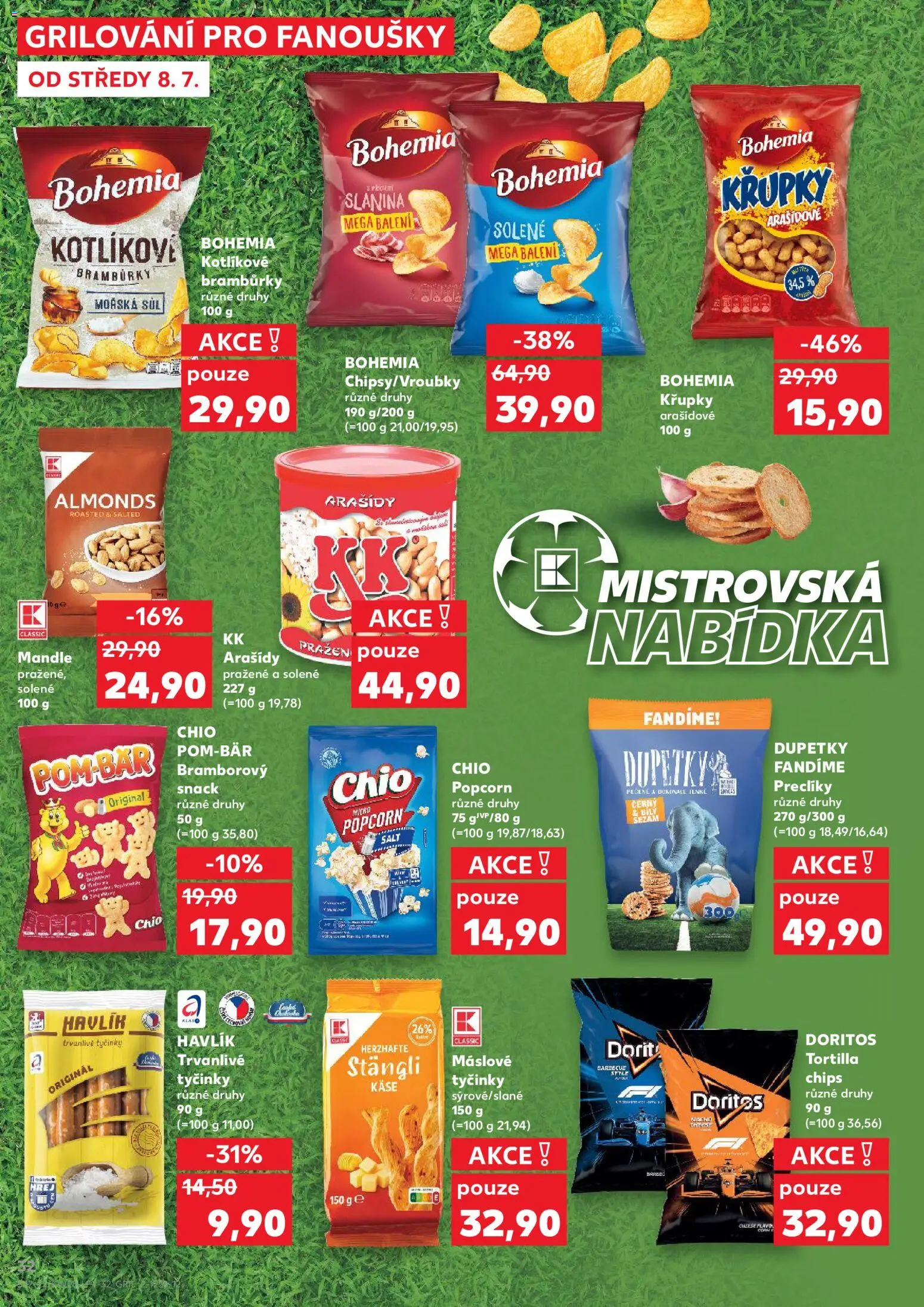 Kaufland leták - Plzeň od 08.07.2026 | Strana: 32 | Produkty: Bramburky, Popcorn, Tortilla, Dupetky