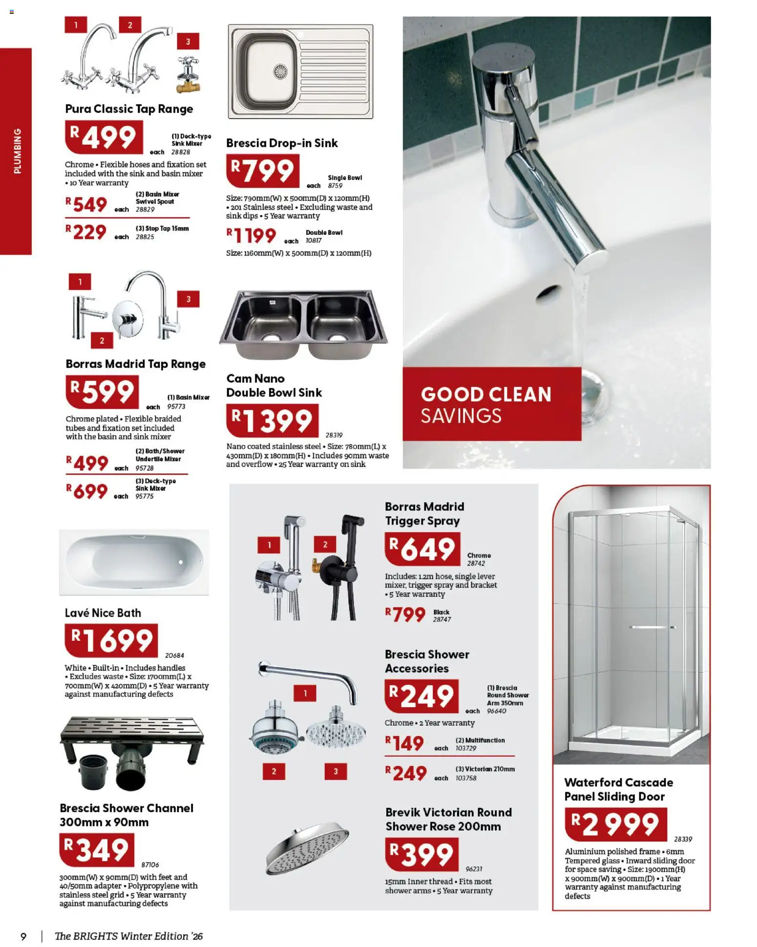 New Brights Hardware catalogue – valid from 01/07/2026 | Page: 10 | Products: Mixer, Shower, Basin, Tap
