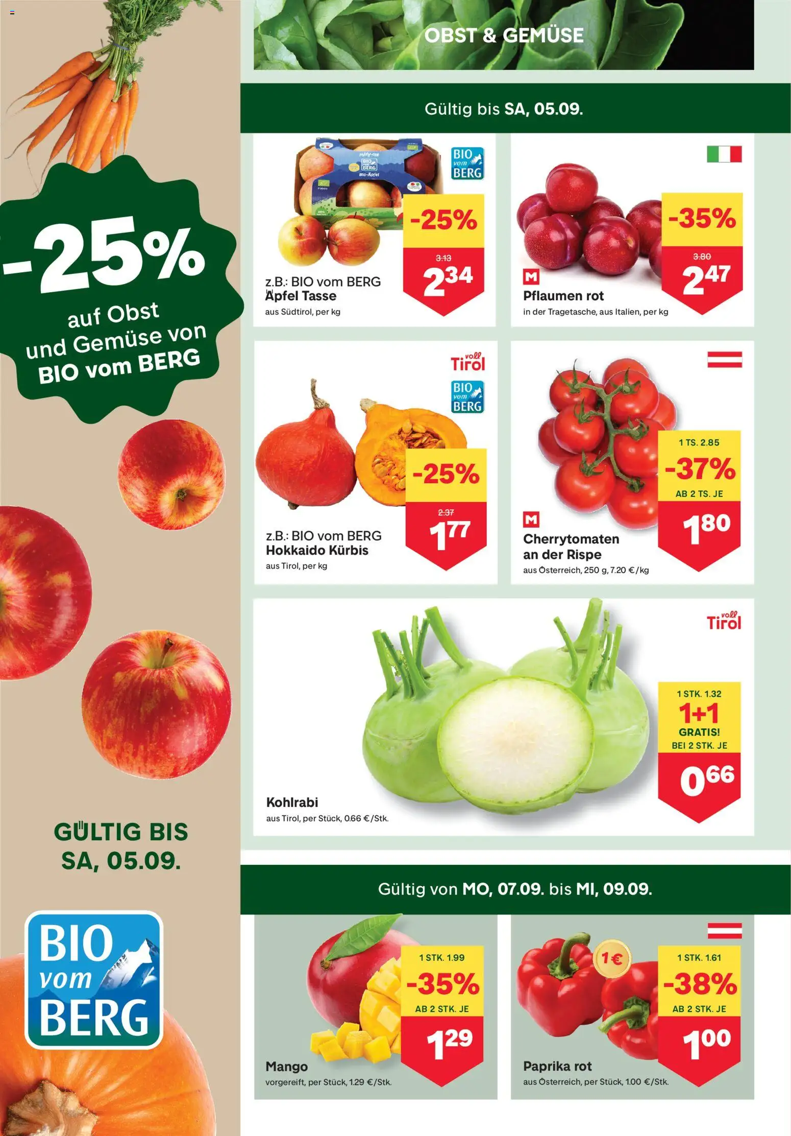 MPREIS Flugblatt gültig ab 03.09.2026 | Seite: 2 | Produkte: Gemüse, Obst, Mango, Kürbis