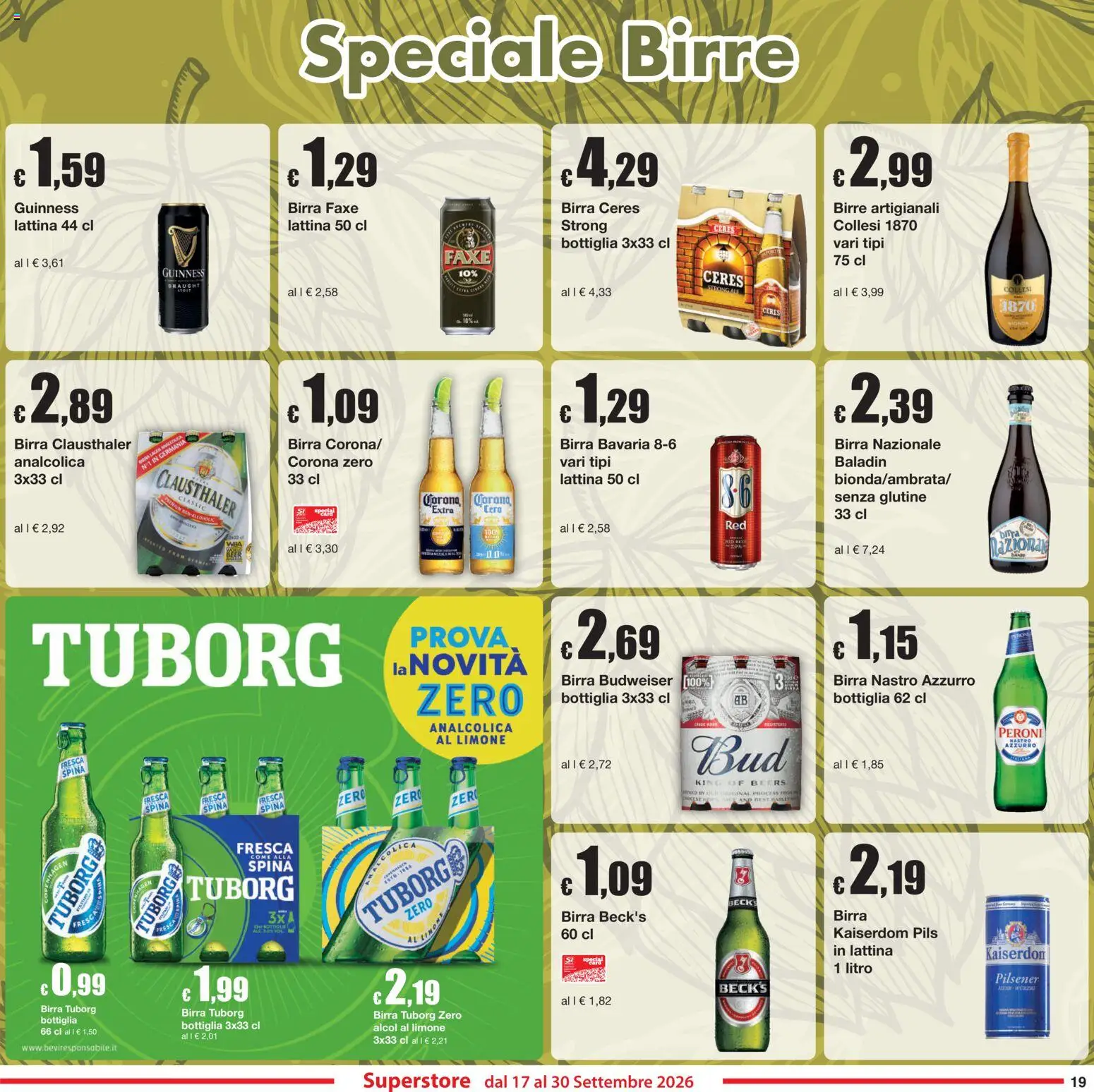Volantino Sì con Te del 17/09/2026 | Pagina: 19 | Prodotti: Senza glutine, Alcol, Ceres, Bottiglia