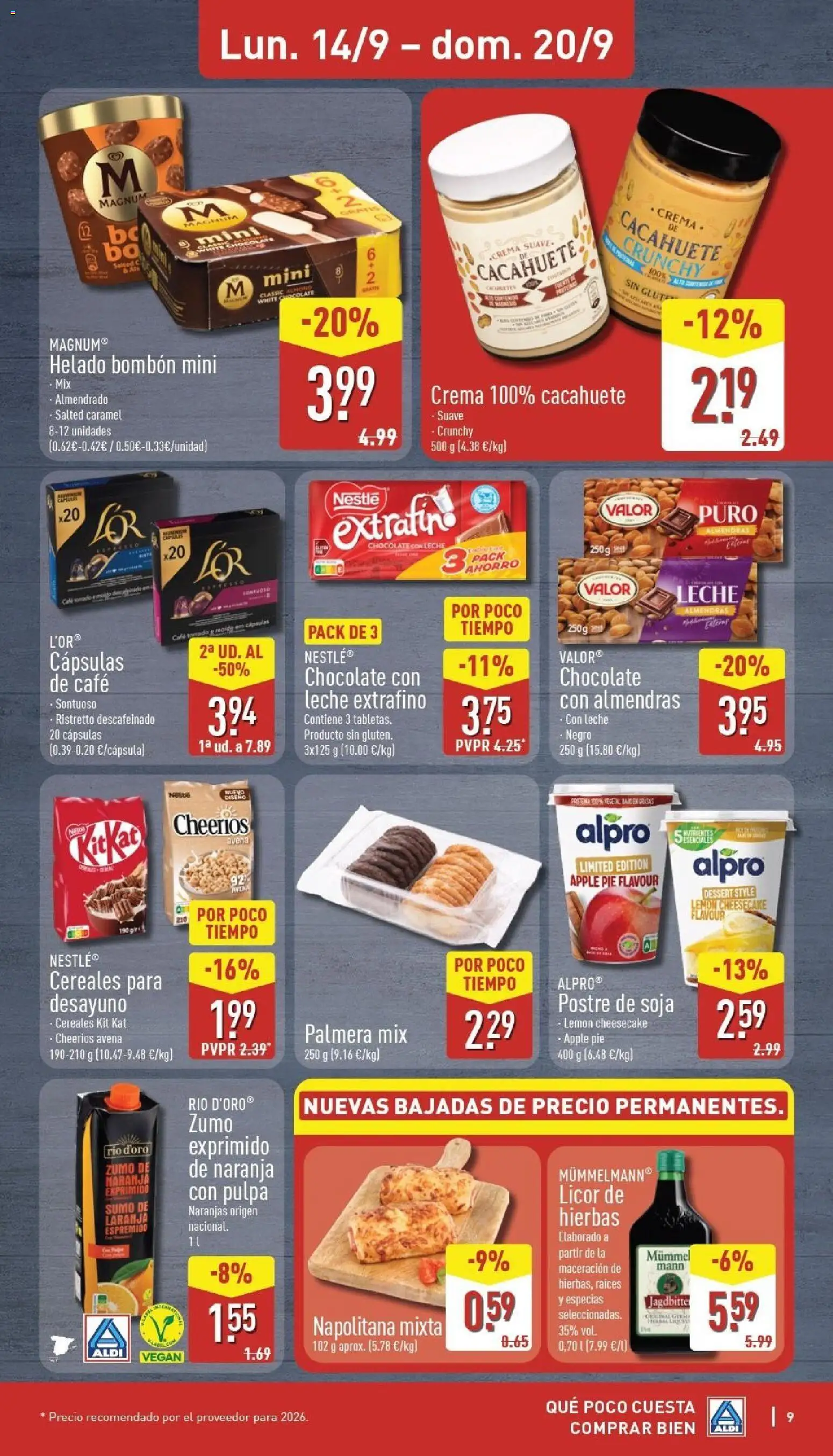 Aldi folleto Canarias │ válido desde el 14/09/2026 | Página: 9 | Productos: Licor, Postre, Chocolate con leche, Especias