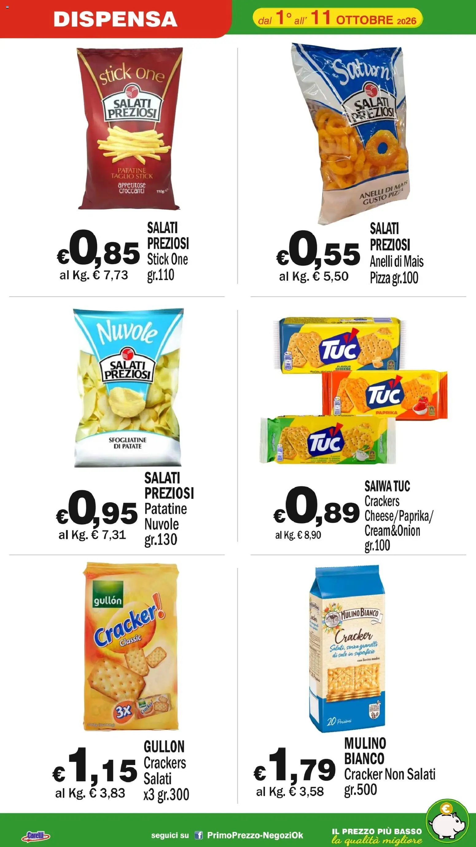 Volantino Primo Prezzo del 01/10/2026 | Pagina: 13 | Prodotti: Pizza, Patatine, Crackers, Lievito